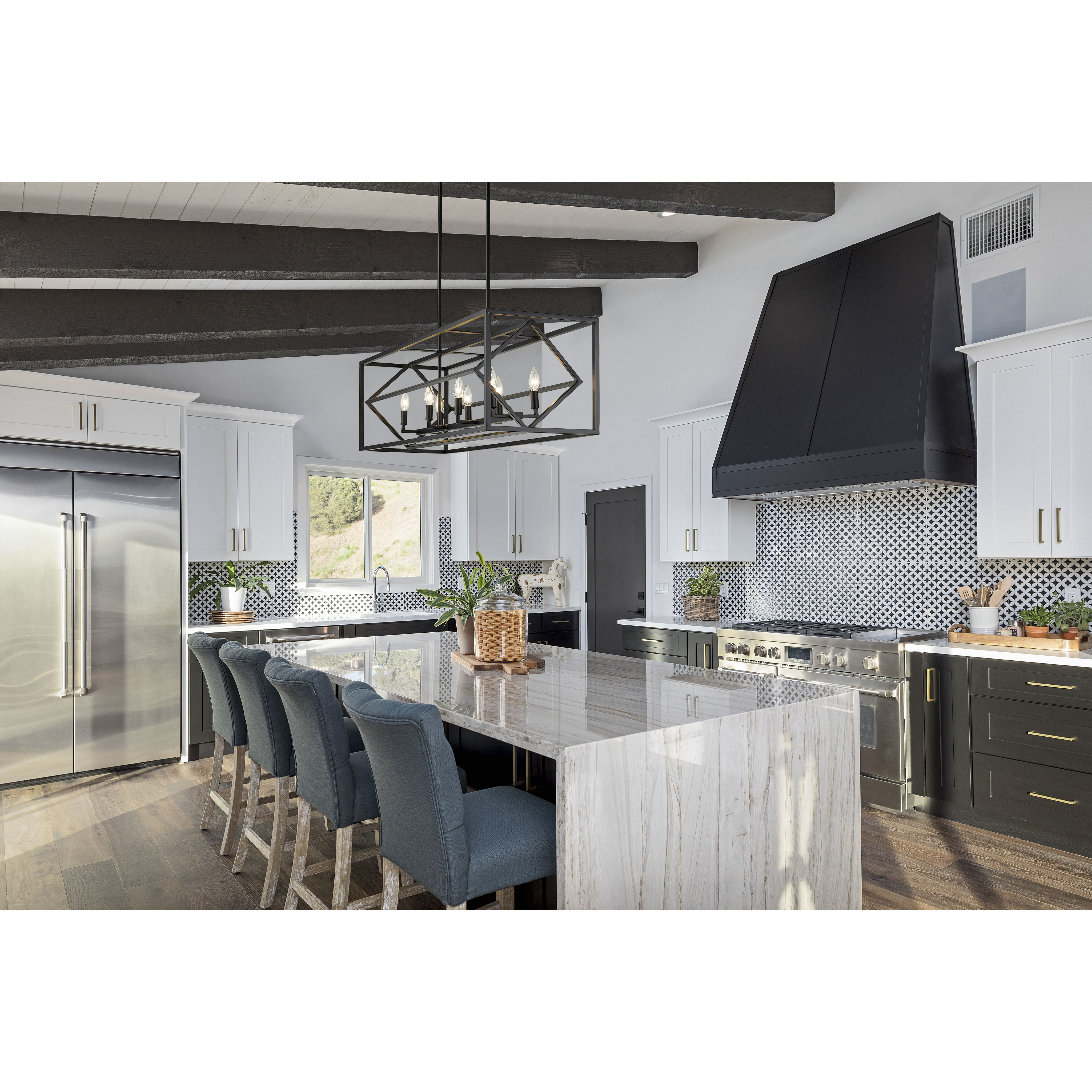 Euclid 8 Light 44 inch Matte Black Linear Chandelier Ceiling Light