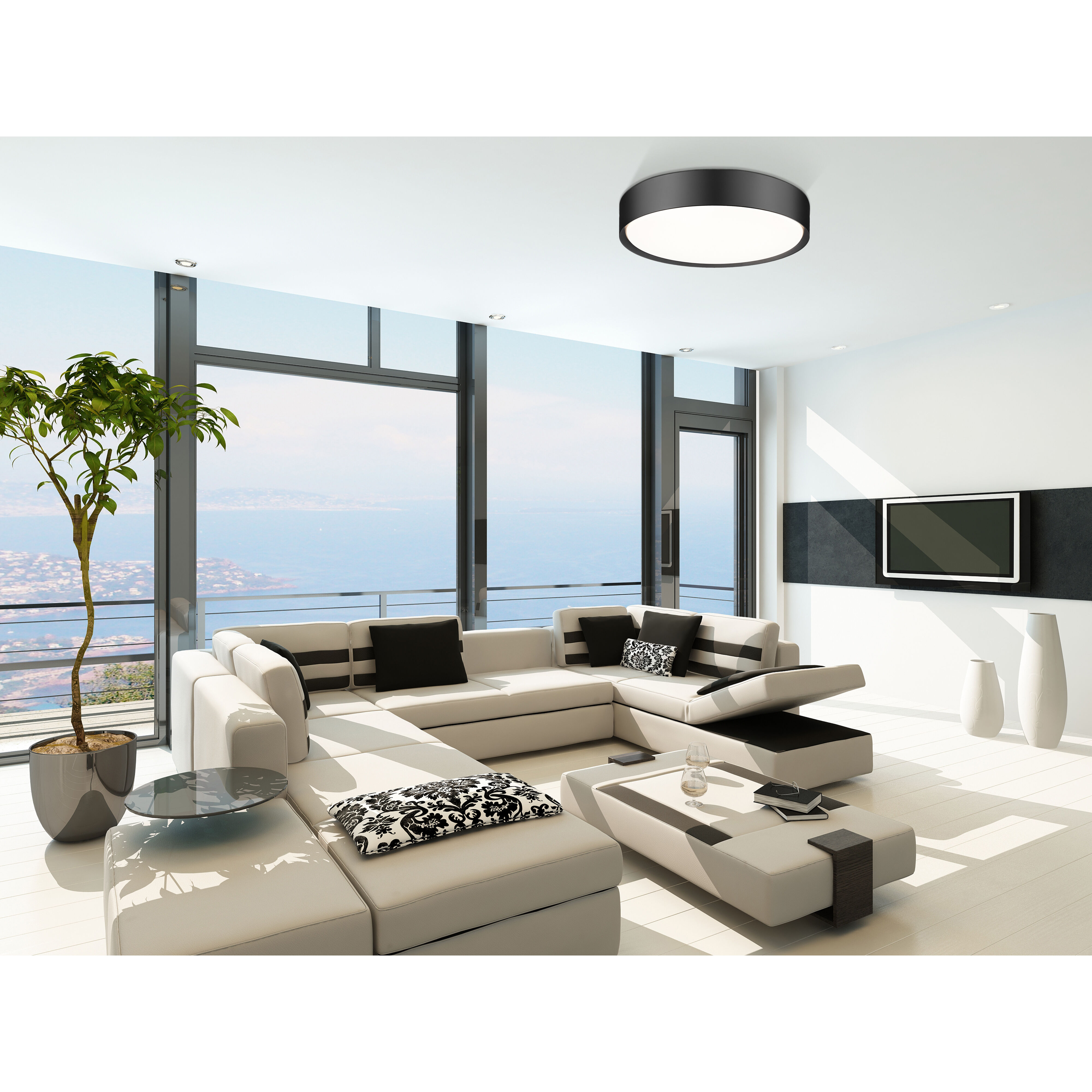 Kawan LED 20 inch Matte Black Flush Mount Ceiling Light