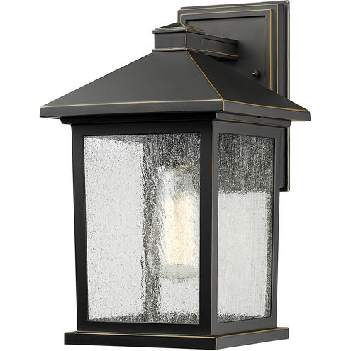 Portland 1 Light 14 inch Oil Rubbed Bronze Outdoor Wall Light in Clear Seedy Glass, 4.24