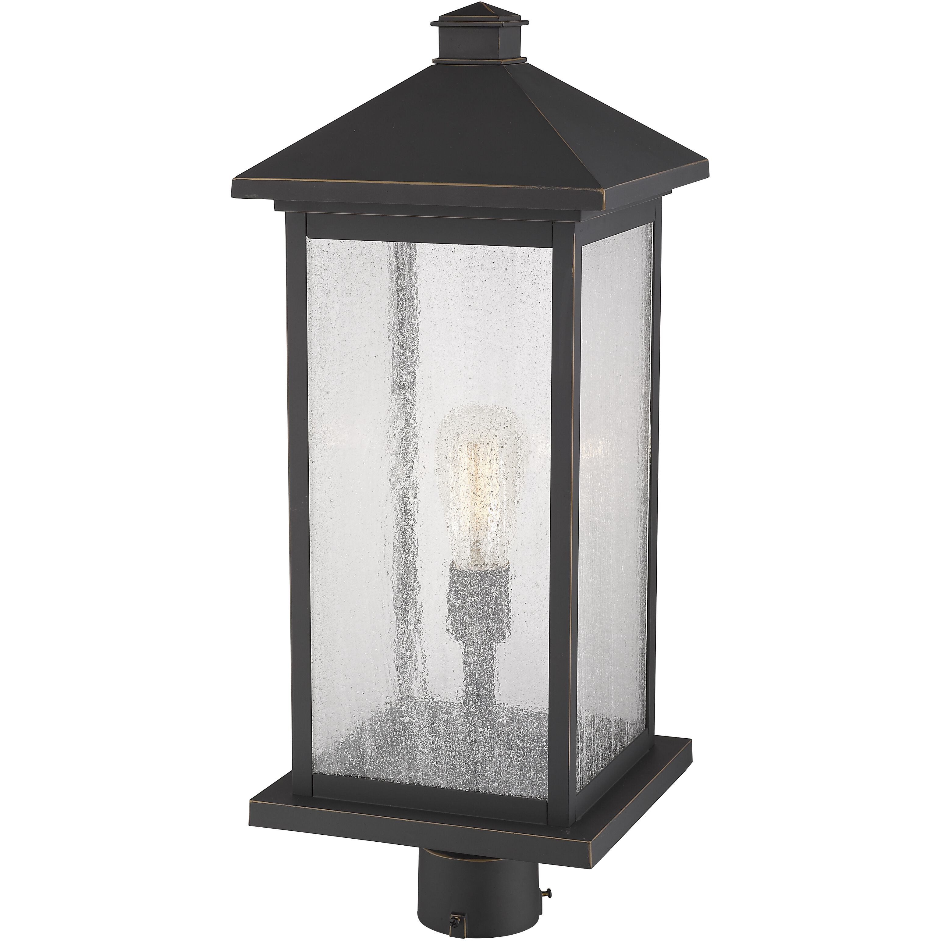 Portland 1 Light 24 inch Oil Rubbed Bronze Outdoor Post Mount Fixture in Clear Seedy Glass, 12