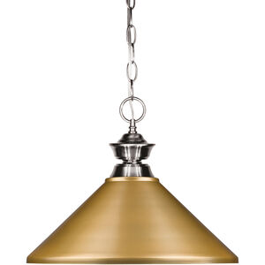 Skylar 1 Light 14 inch Brushed Nickel Pendant Ceiling Light in 3, Satin Gold Steel