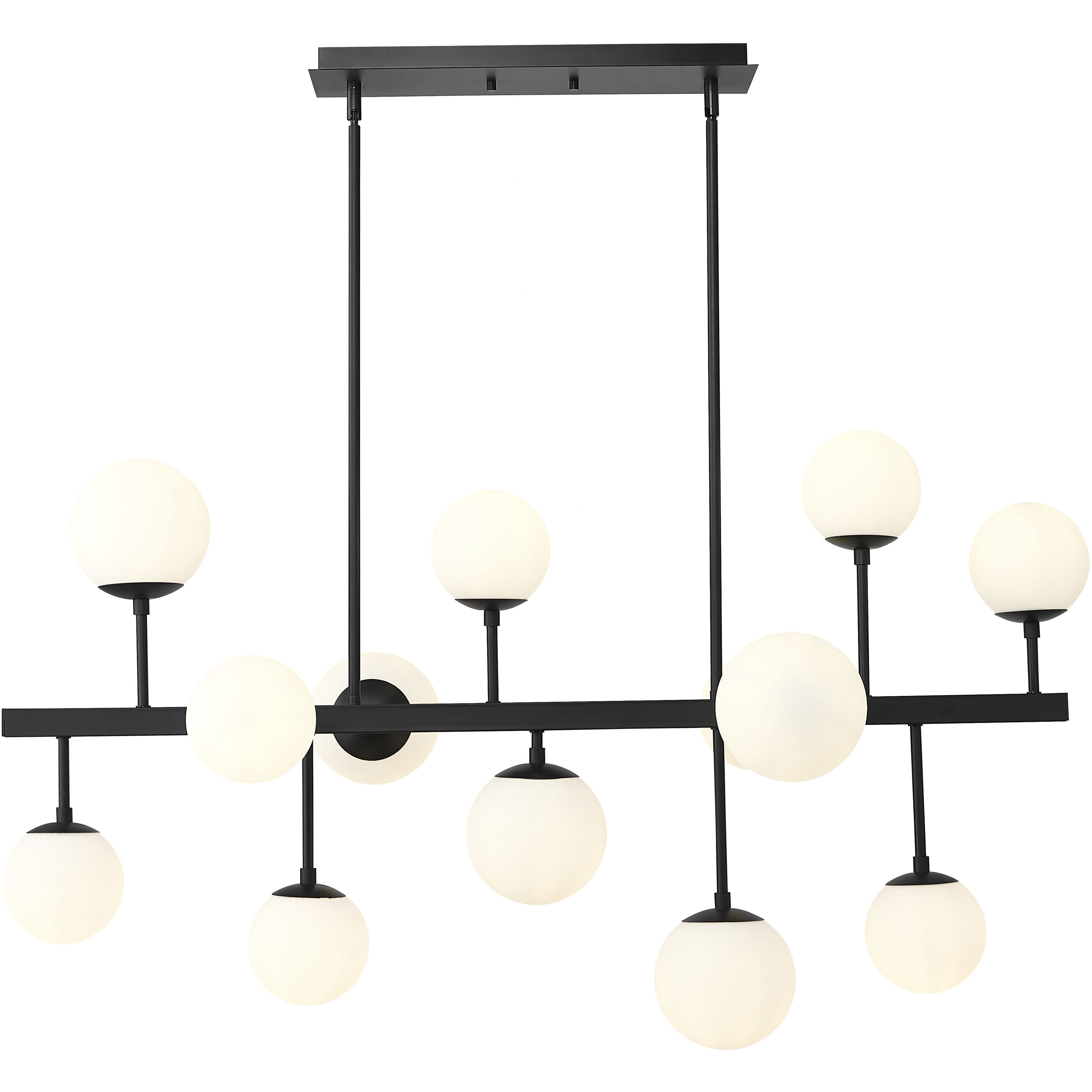 Midnetic 13 Light 45.5 inch Matte Black Linear Chandelier Ceiling Light