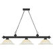 Cordon 3 Light 58 inch Matte Black Billiard Ceiling Light in White Mottle Glass