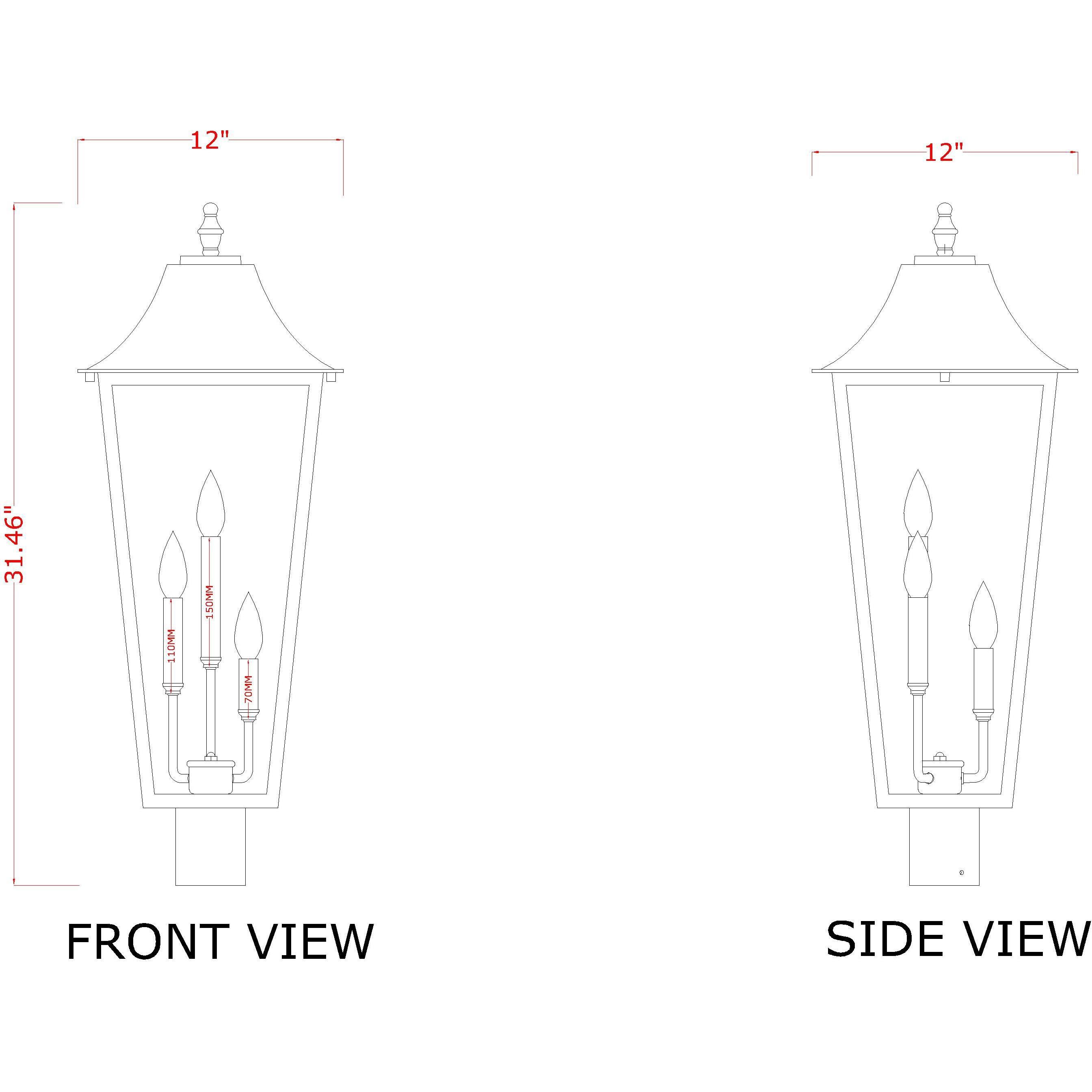 Gannon 3 Light 31.5 inch Black Outdoor Post Mounted Fixture in G9