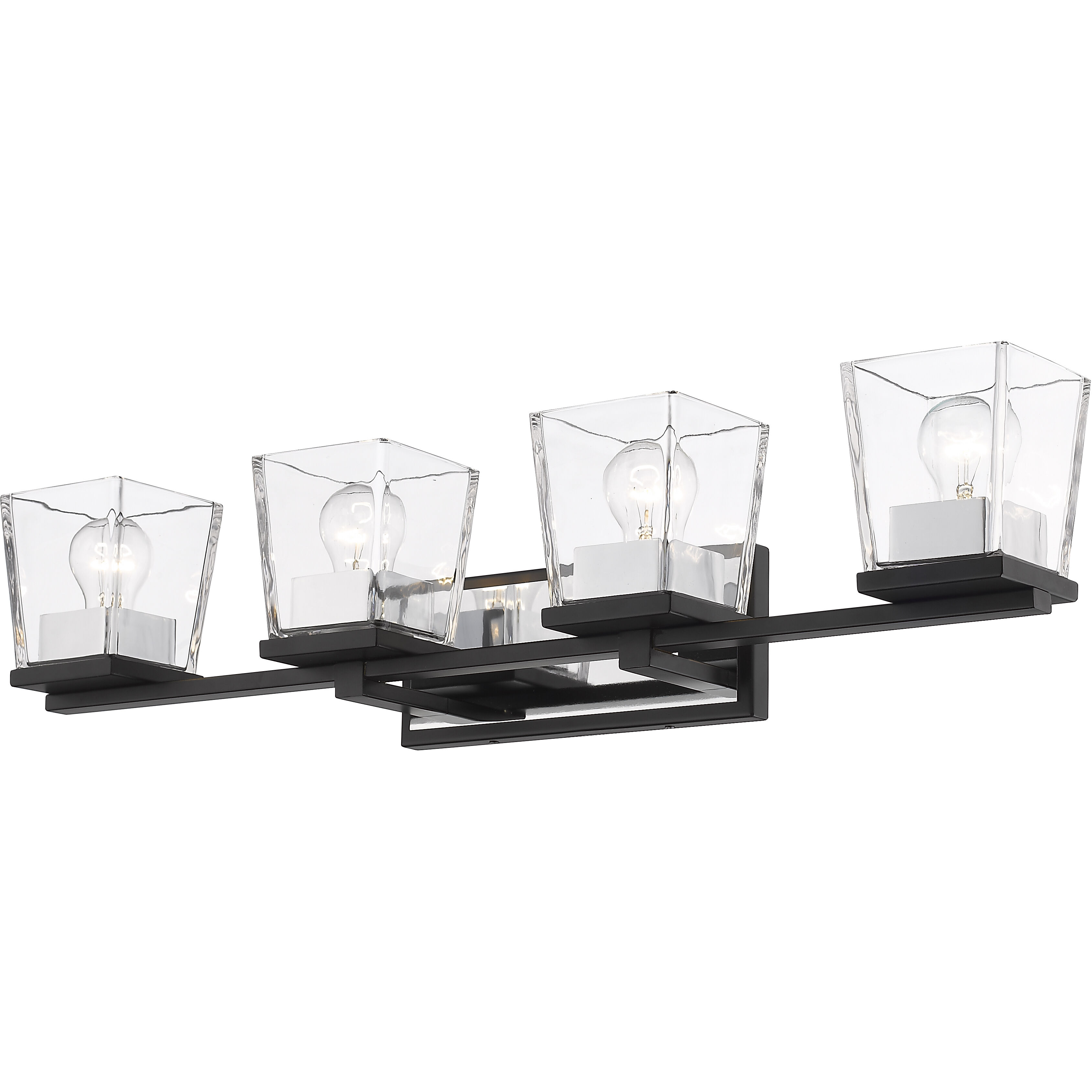 Bleeker Street 4 Light 33 inch Matte Black and Chrome Vanity Wall Light