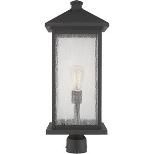 Portland 1 Light 24 inch Oil Rubbed Bronze Outdoor Post Mount Fixture in Clear Seedy Glass, 12