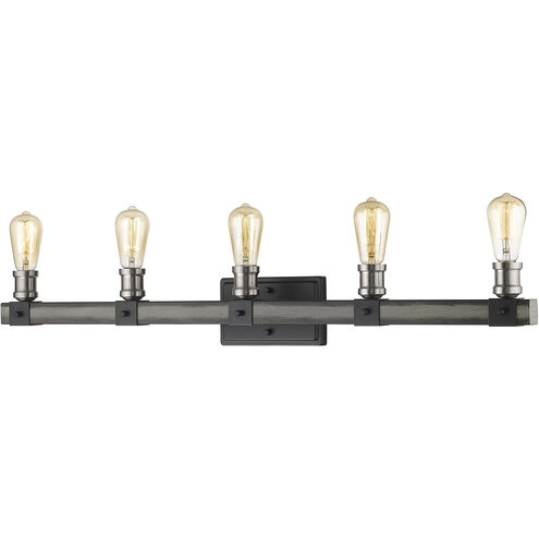 Kirkland 5 Light 38 inch Ashen Barnboard Vanity Wall Light