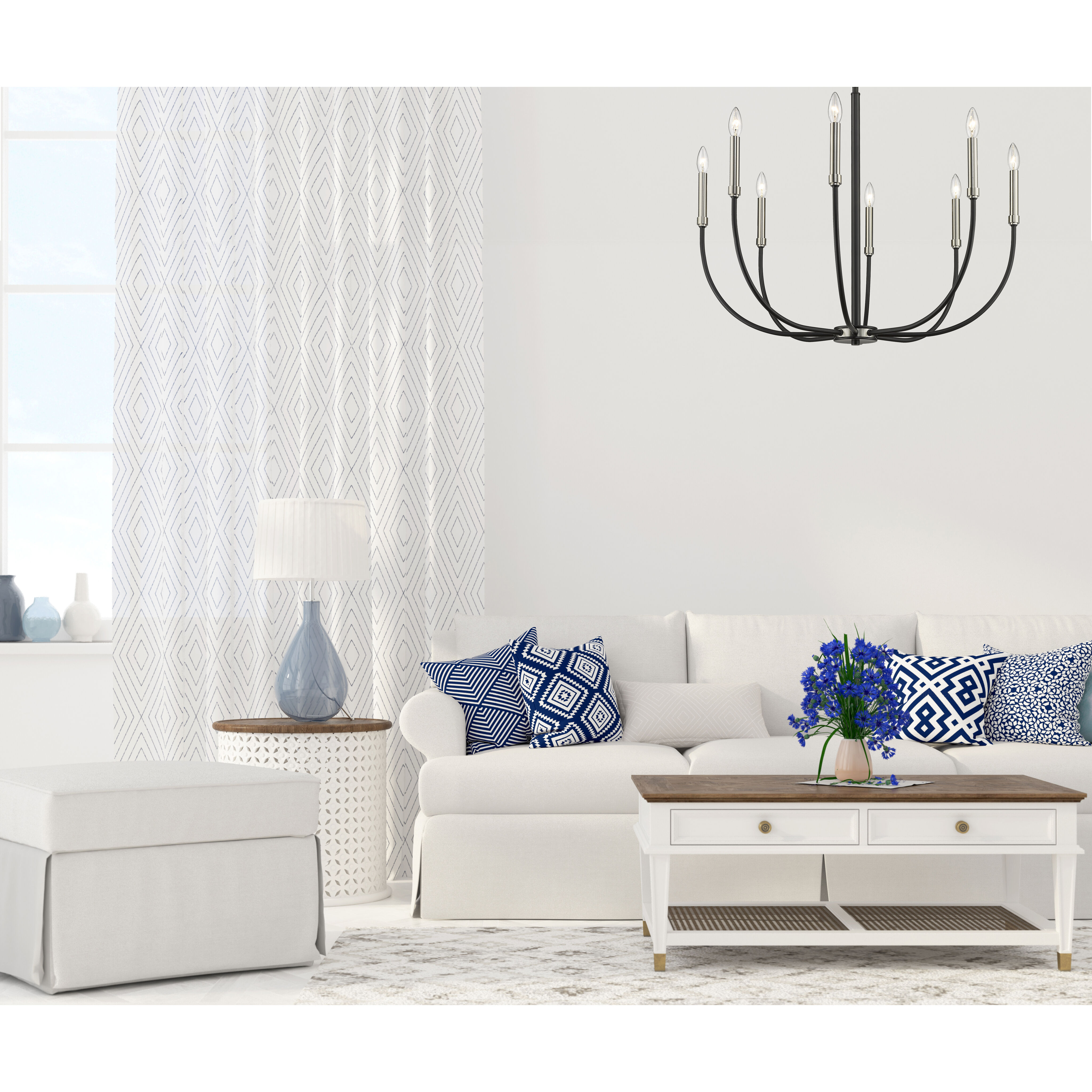 Haylie 8 Light 32.5 inch Matte Black and Brushed Nickel Chandelier Ceiling Light