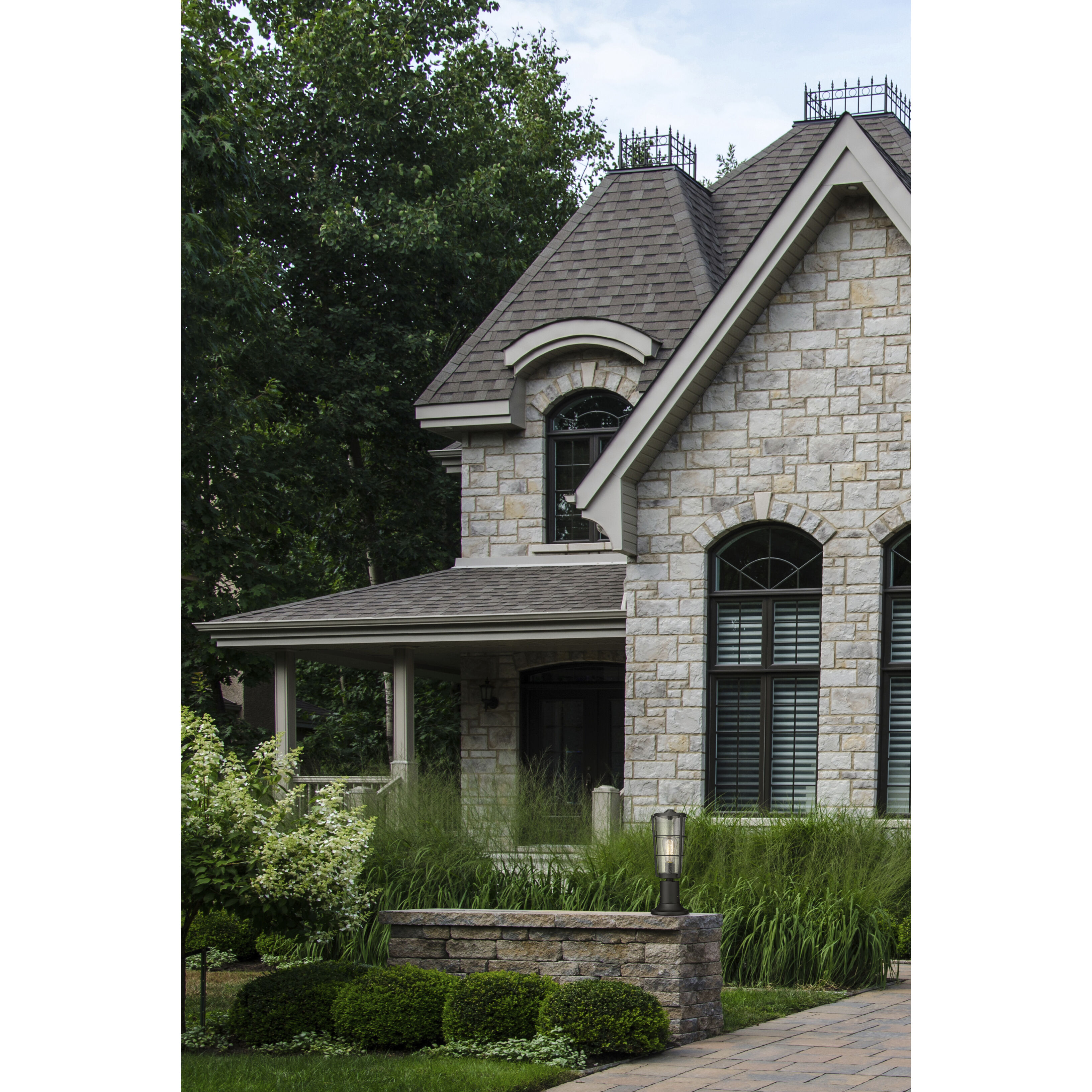 Helix 1 Light 18 inch Black Outdoor Pier Mounted Fixture