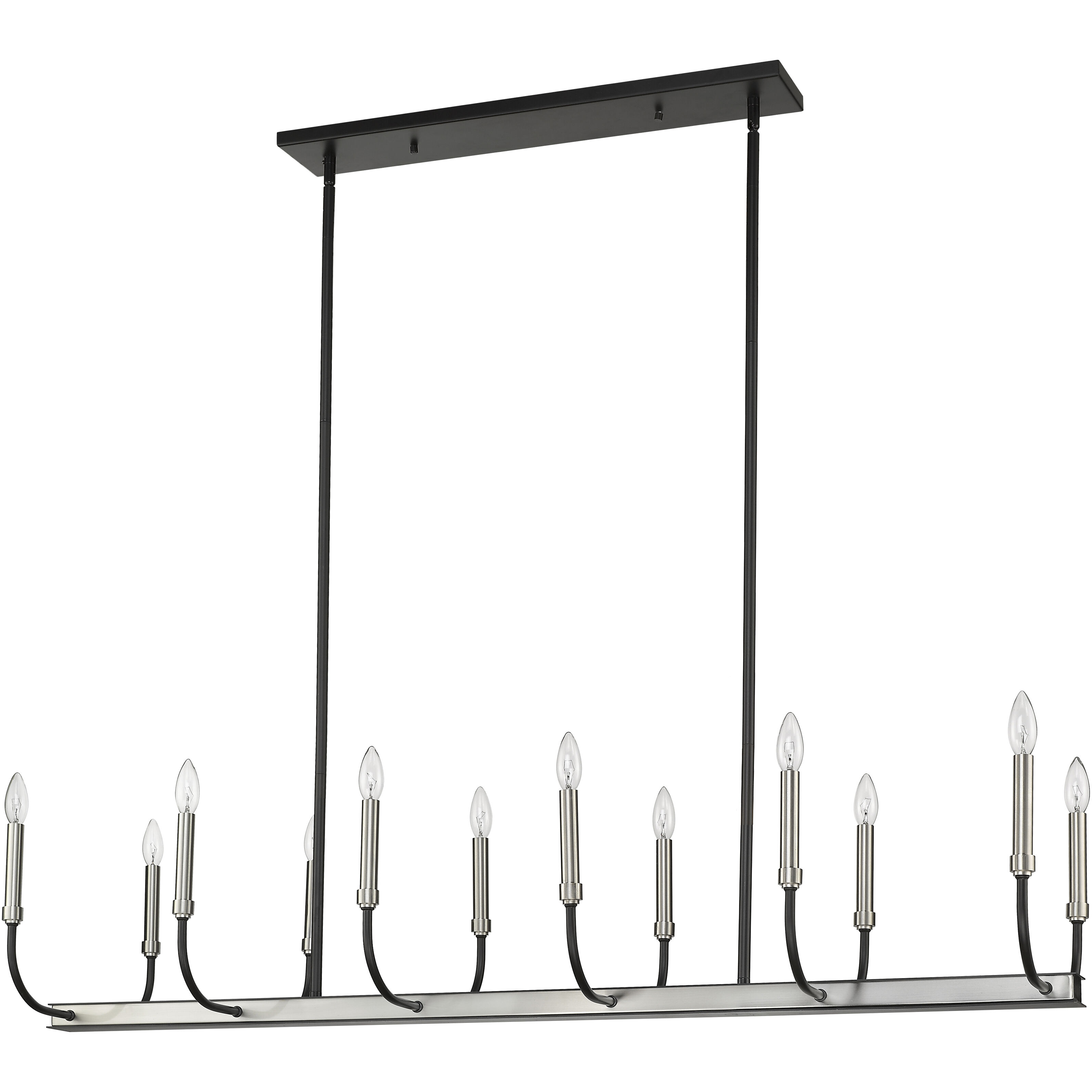 Haylie 12 Light 56 inch Matte Black and Brushed Nickel Linear Chandelier Ceiling Light