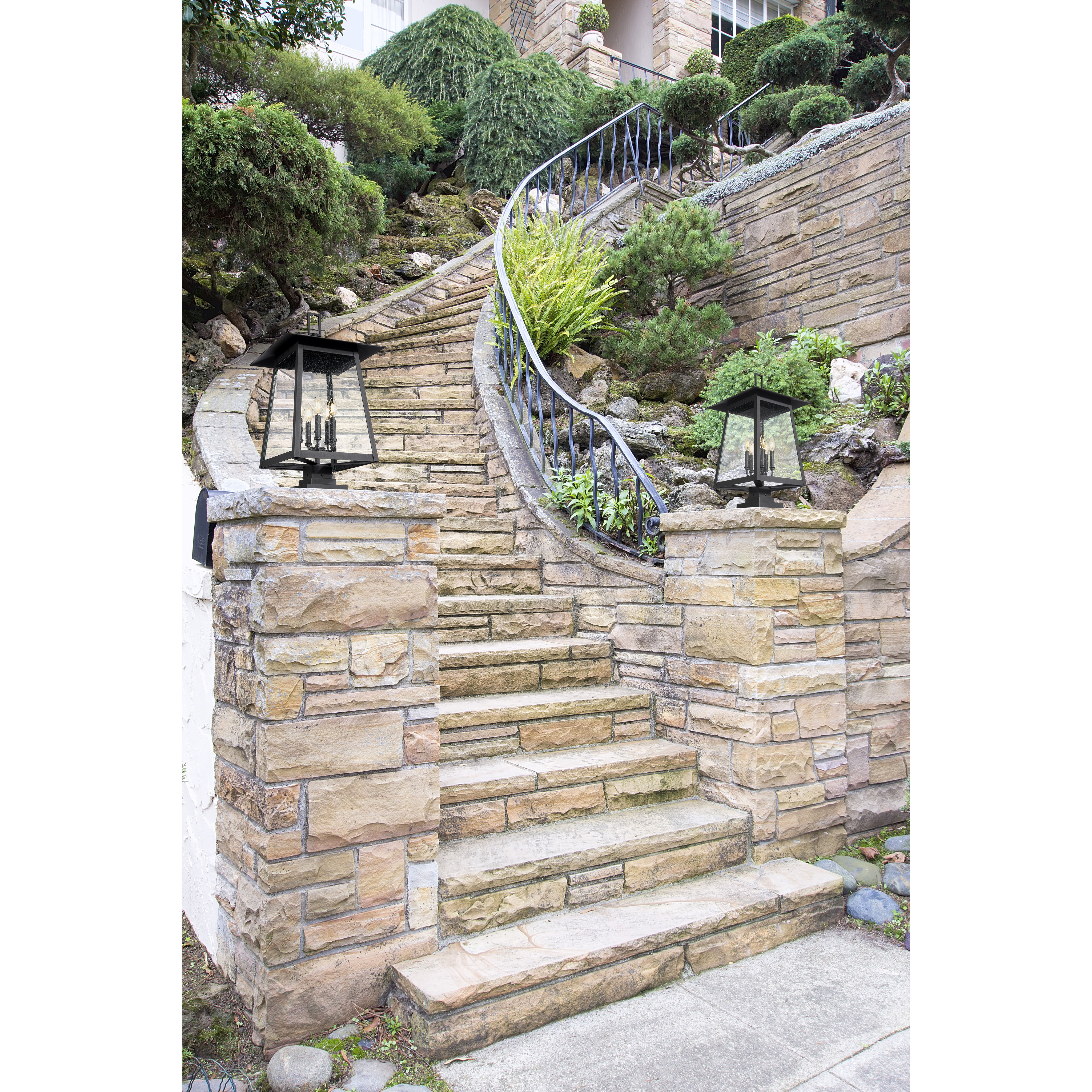 Rainer 5 Light 28.5 inch Black Outdoor Pier Mounted Fixture in G9