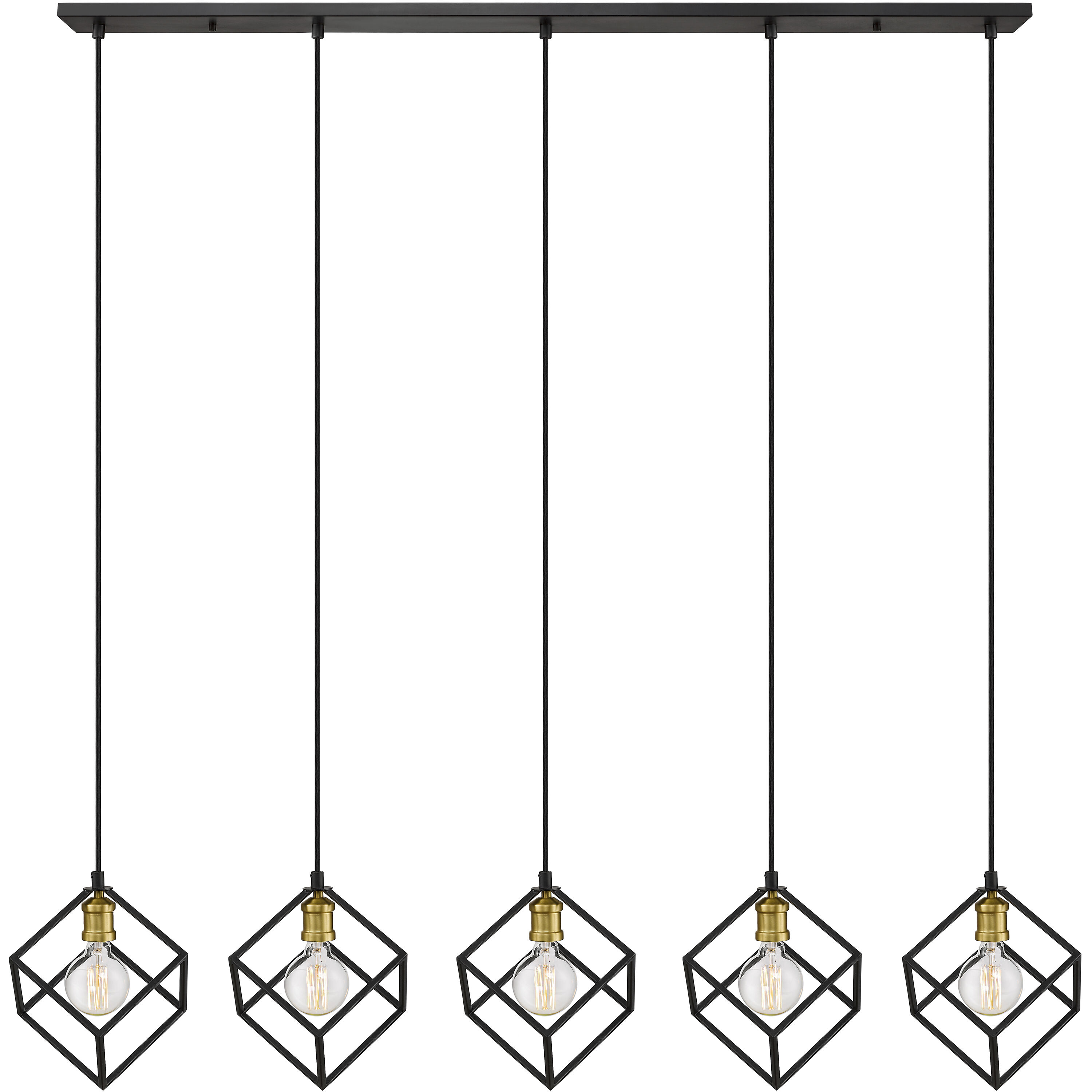 Vertical 5 Light 54 inch Bronze and Olde Brass Linear Chandelier Ceiling Light