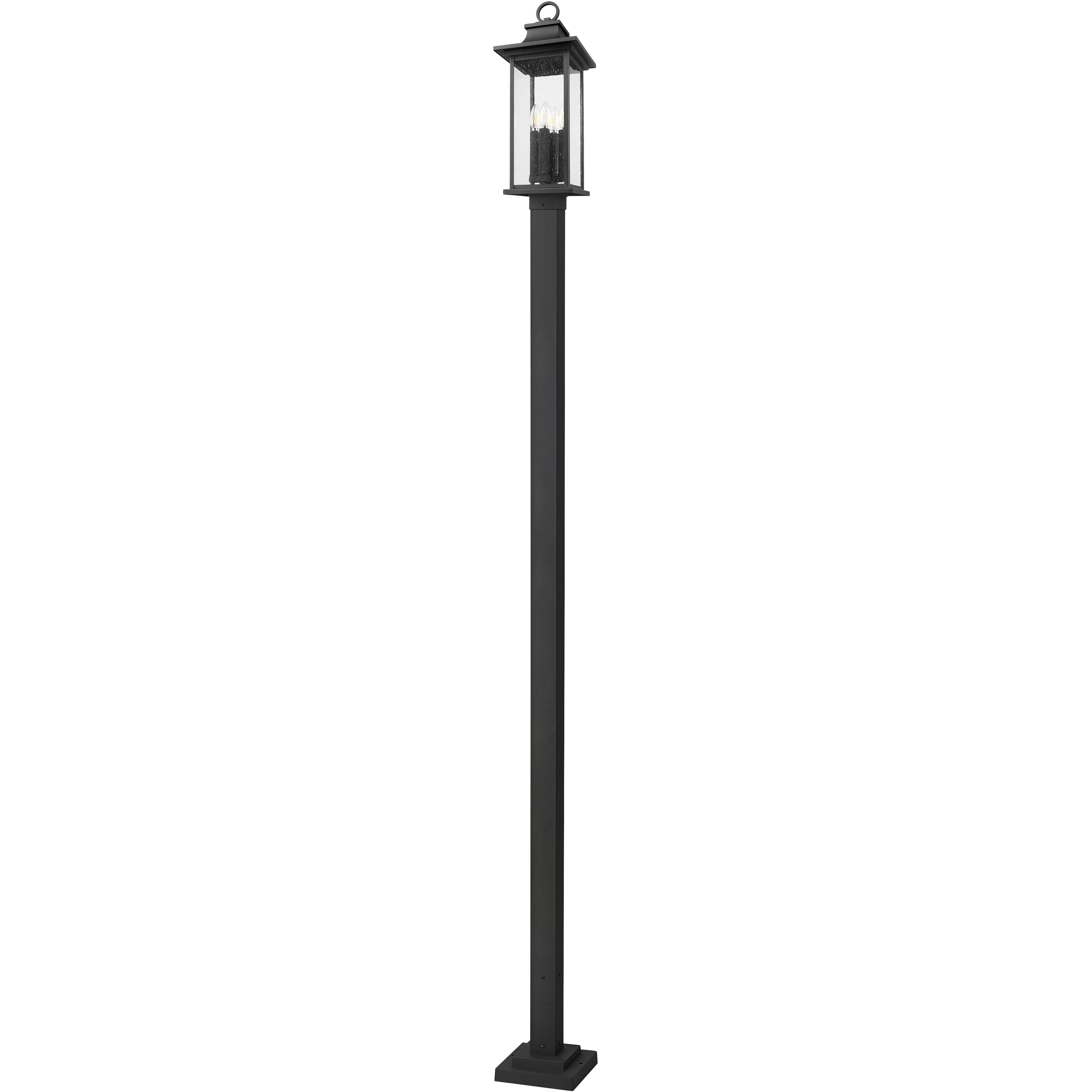 Tiberius 4 Light 118.5 inch Black Outdoor Post Mounted Fixture in Clear Seedy Glass