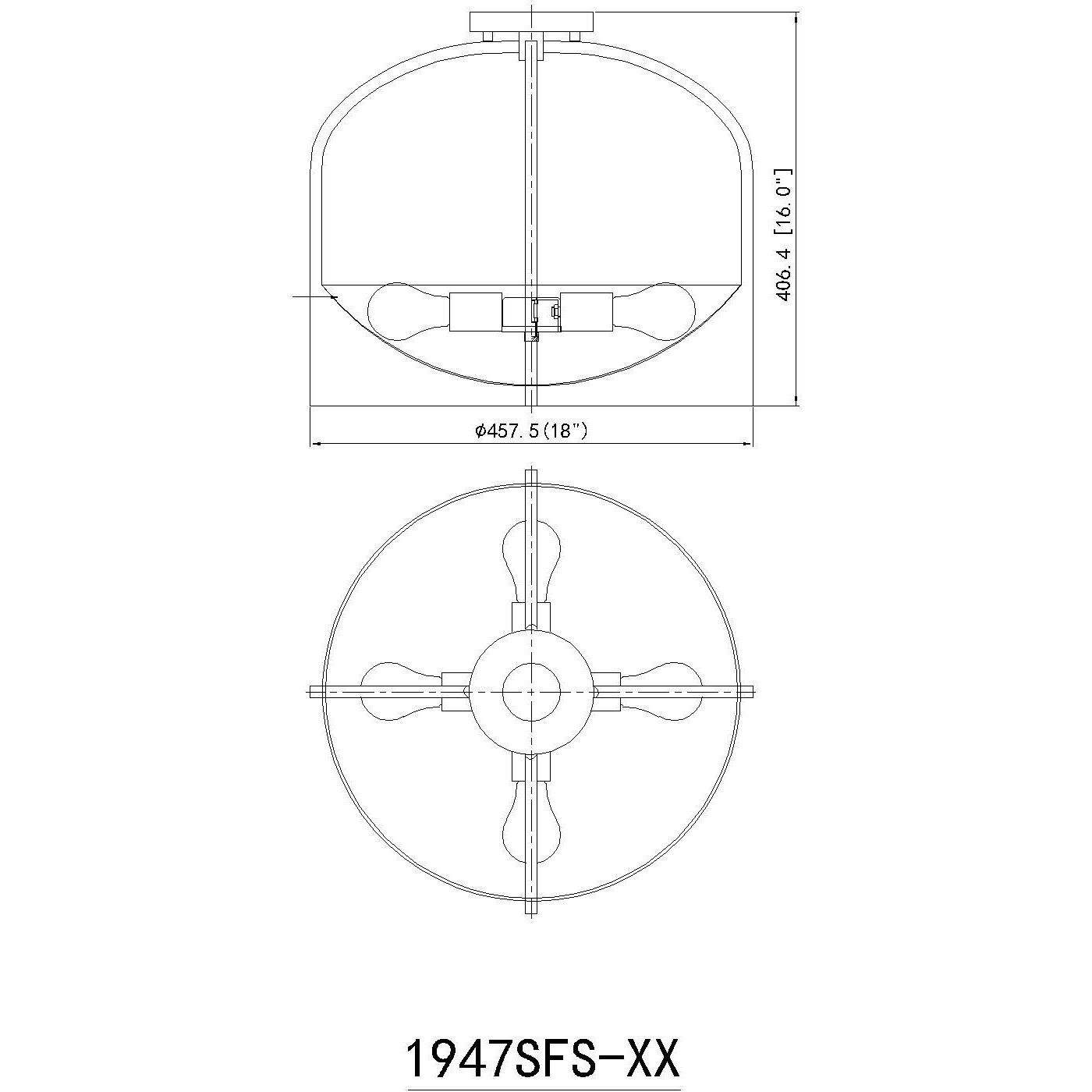Devon 4 Light 18 inch Modern Gold Semi Flush Mount Ceiling Light