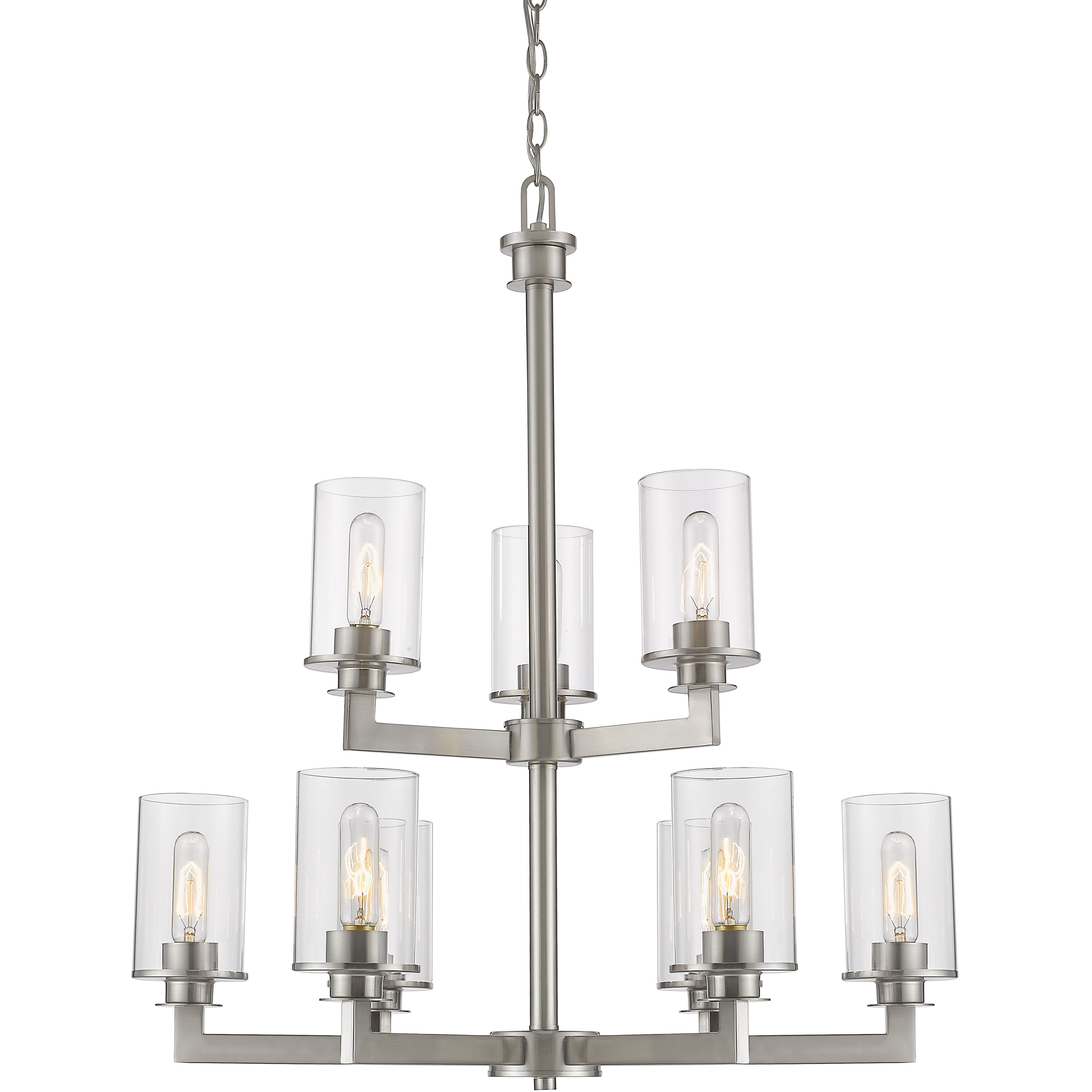 Savannah 9 Light 29 inch Brushed Nickel Chandelier Ceiling Light