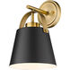 Z-Studio 1 Light 8 inch Matte Black and Heritage Brass Wall Sconce Wall Light