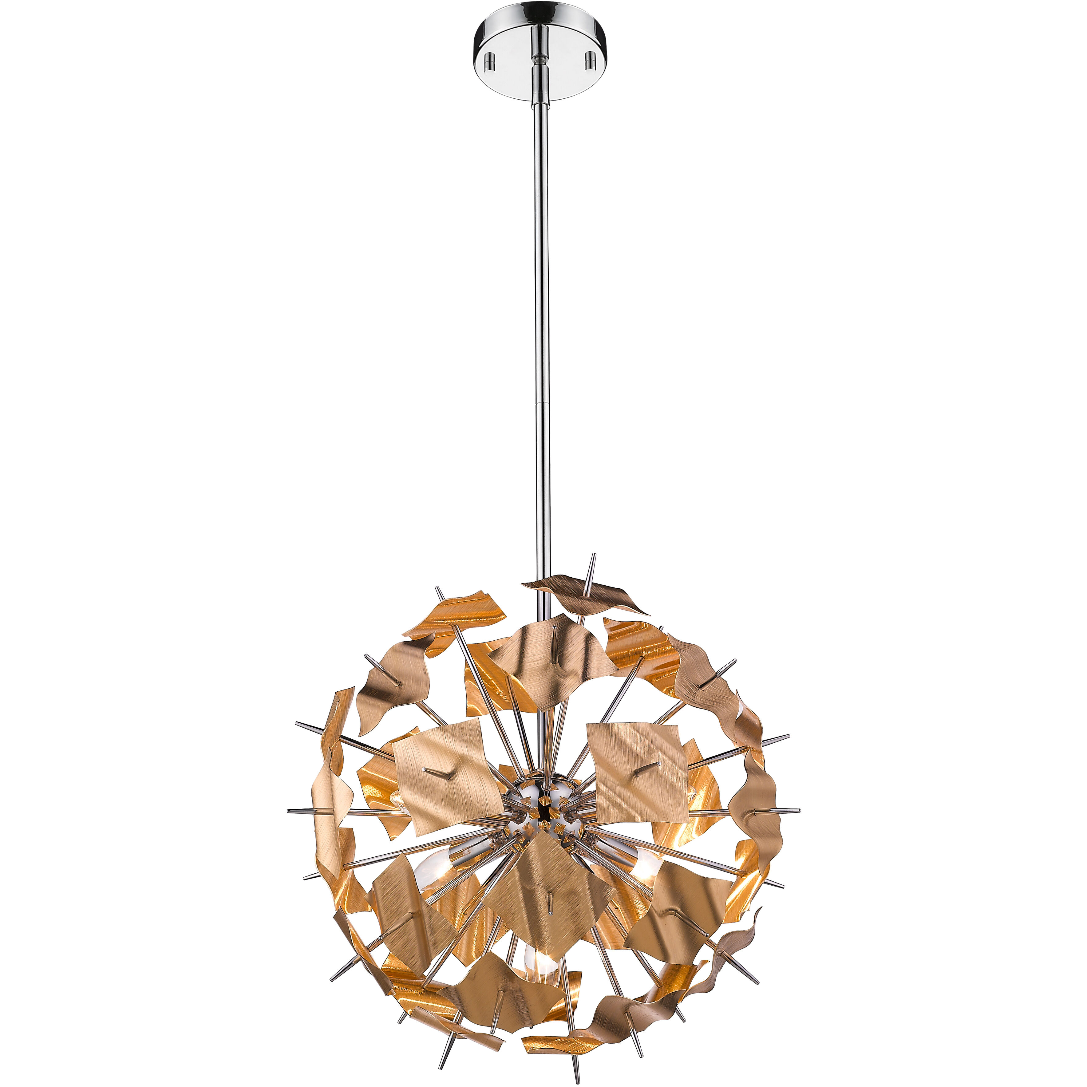 Branam 5 Light 18.25 inch Chrome and Champagne Pendant Ceiling Light in 7