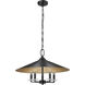 Rialto 5 Light 22 inch Matte Black Pendant Ceiling Light in Matte Black Outer,  Signature Rubbed Brass Inner