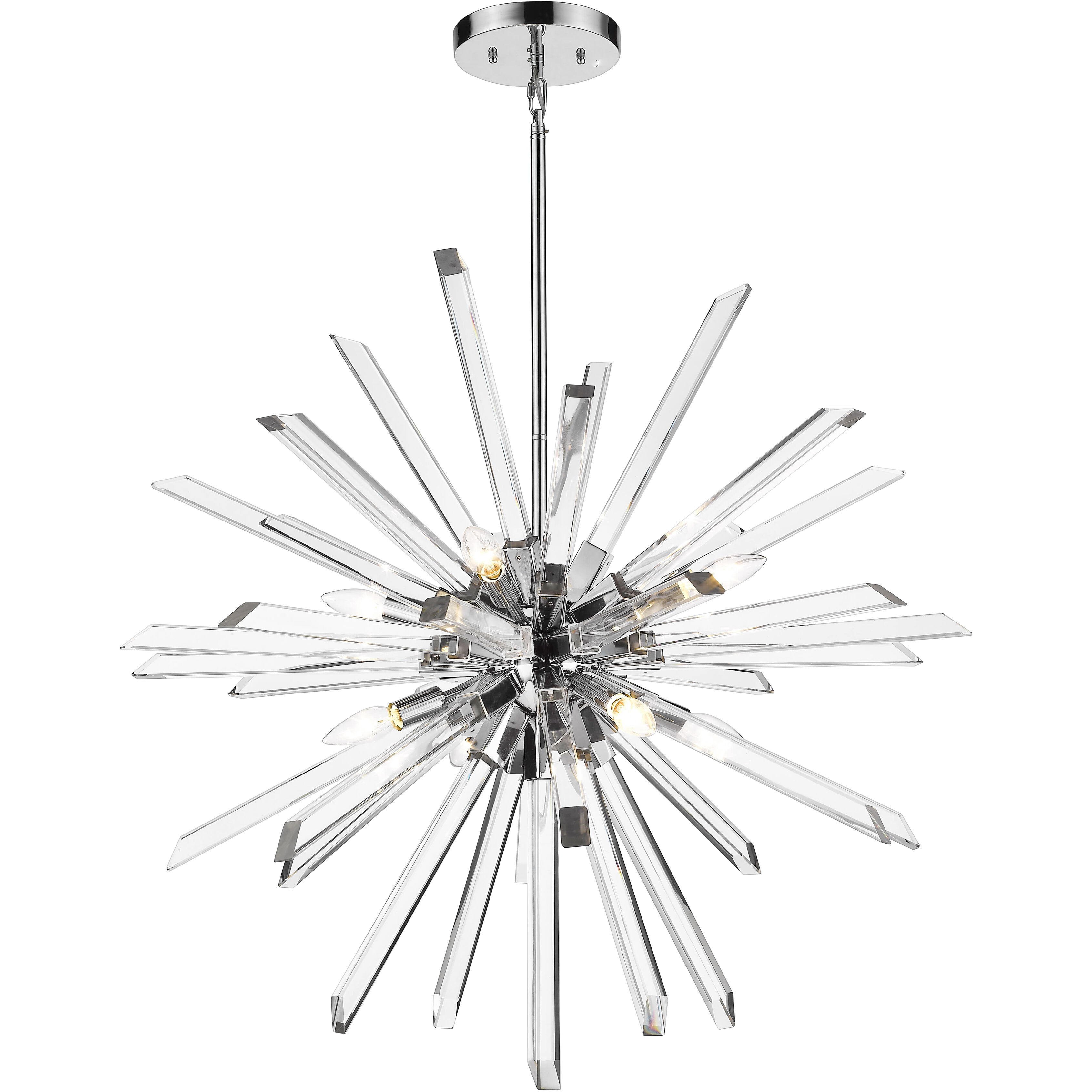 Burst 8 Light 33.25 inch Chrome Chandelier Ceiling Light in 56