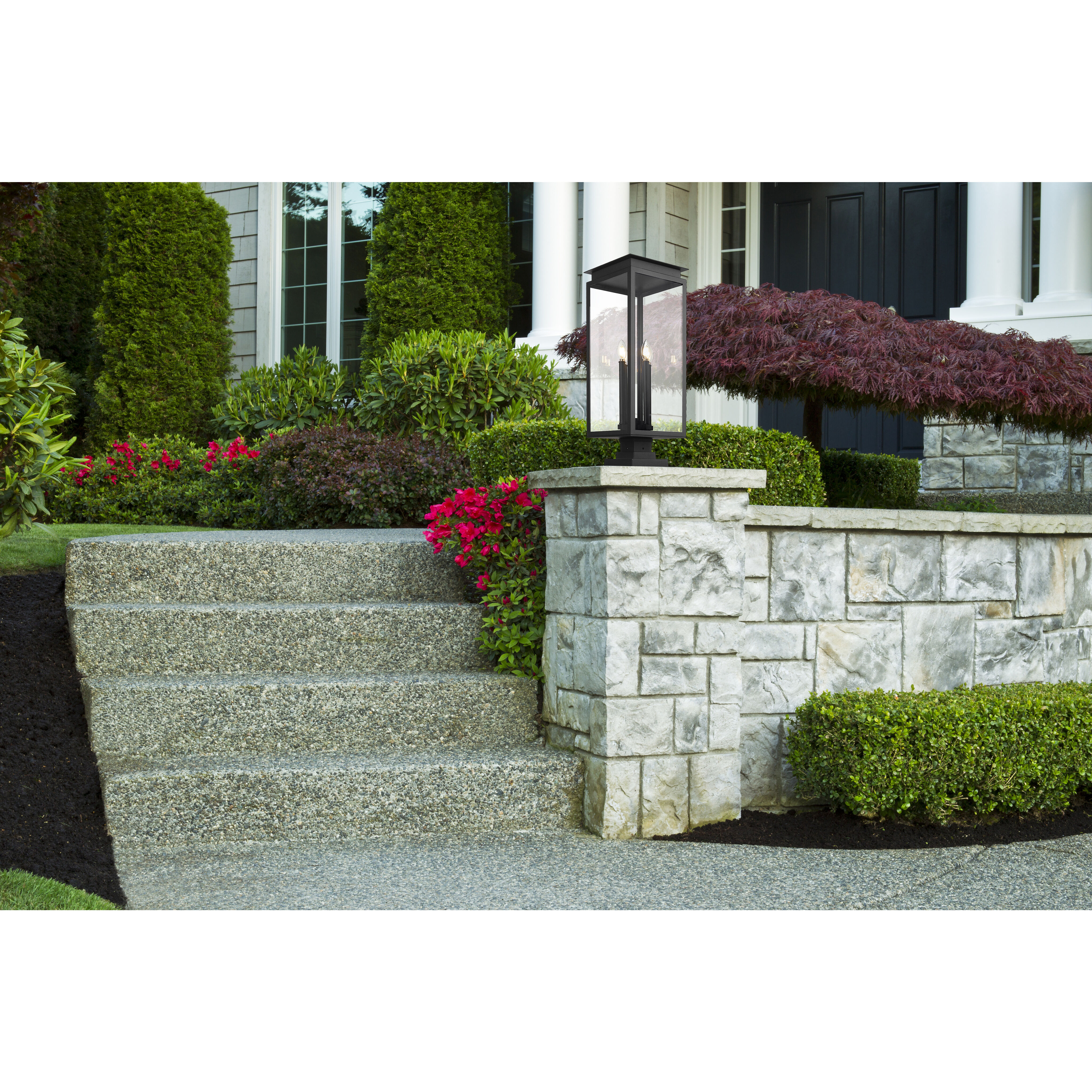 Nova 4 Light 29.25 inch Black Outdoor Pier Mounted Fixture in Clear Glass