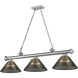 Cordon 3 Light 57.25 inch Brushed Nickel Billiard Ceiling Light in Smoke Acrylic