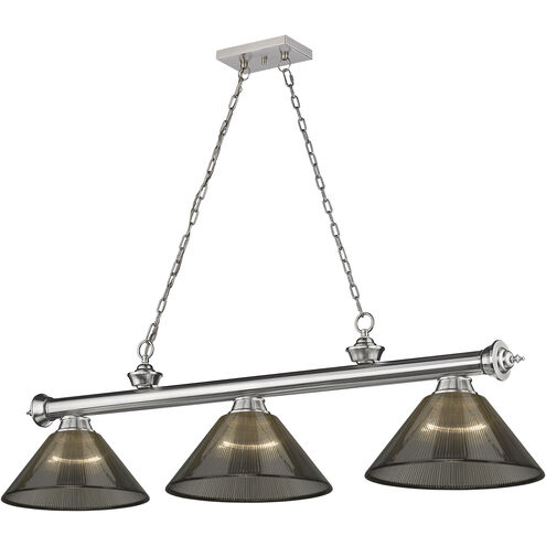 Cordon 3 Light 57.25 inch Brushed Nickel Billiard Ceiling Light in Smoke Acrylic