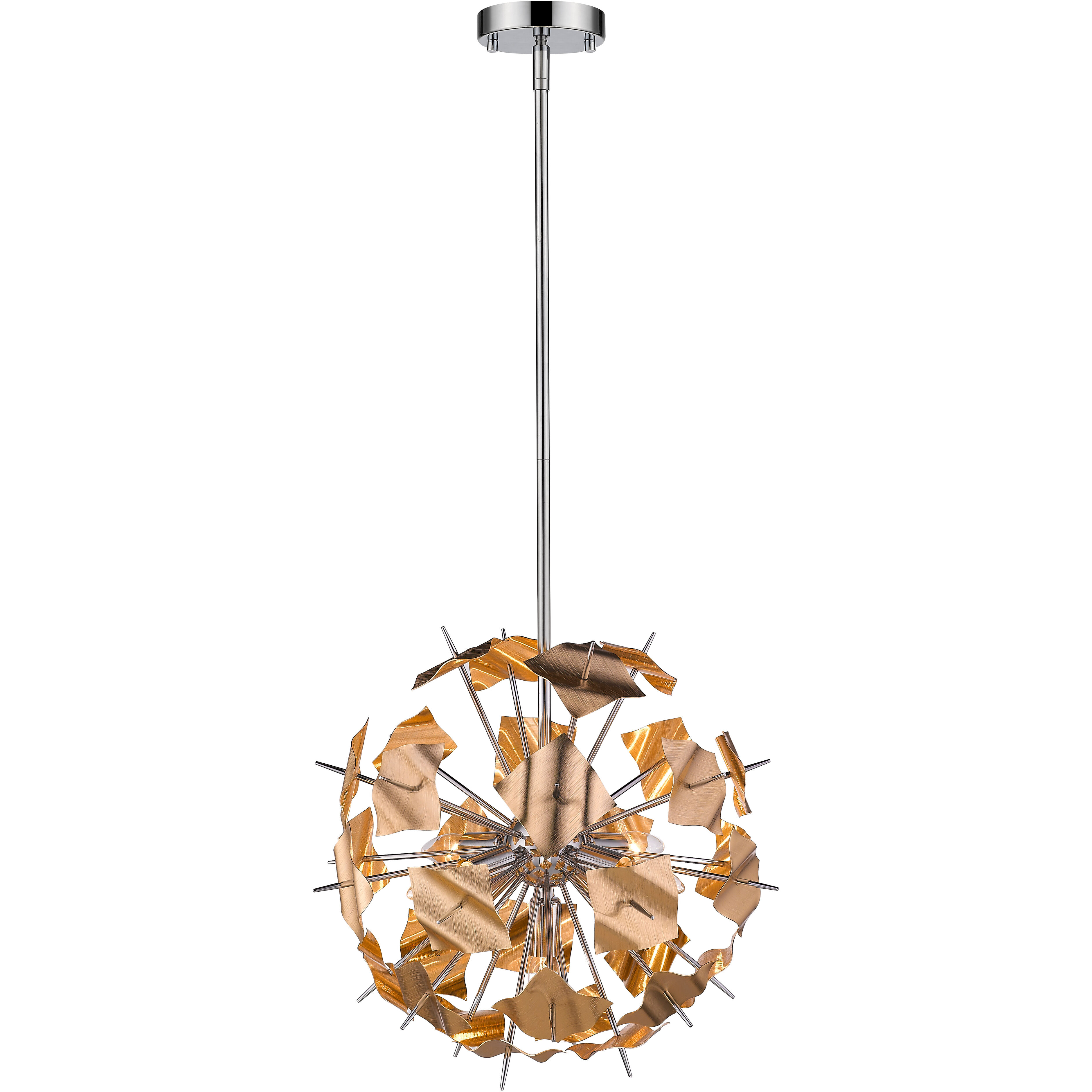 Branam 5 Light 18.25 inch Chrome and Champagne Pendant Ceiling Light in 7