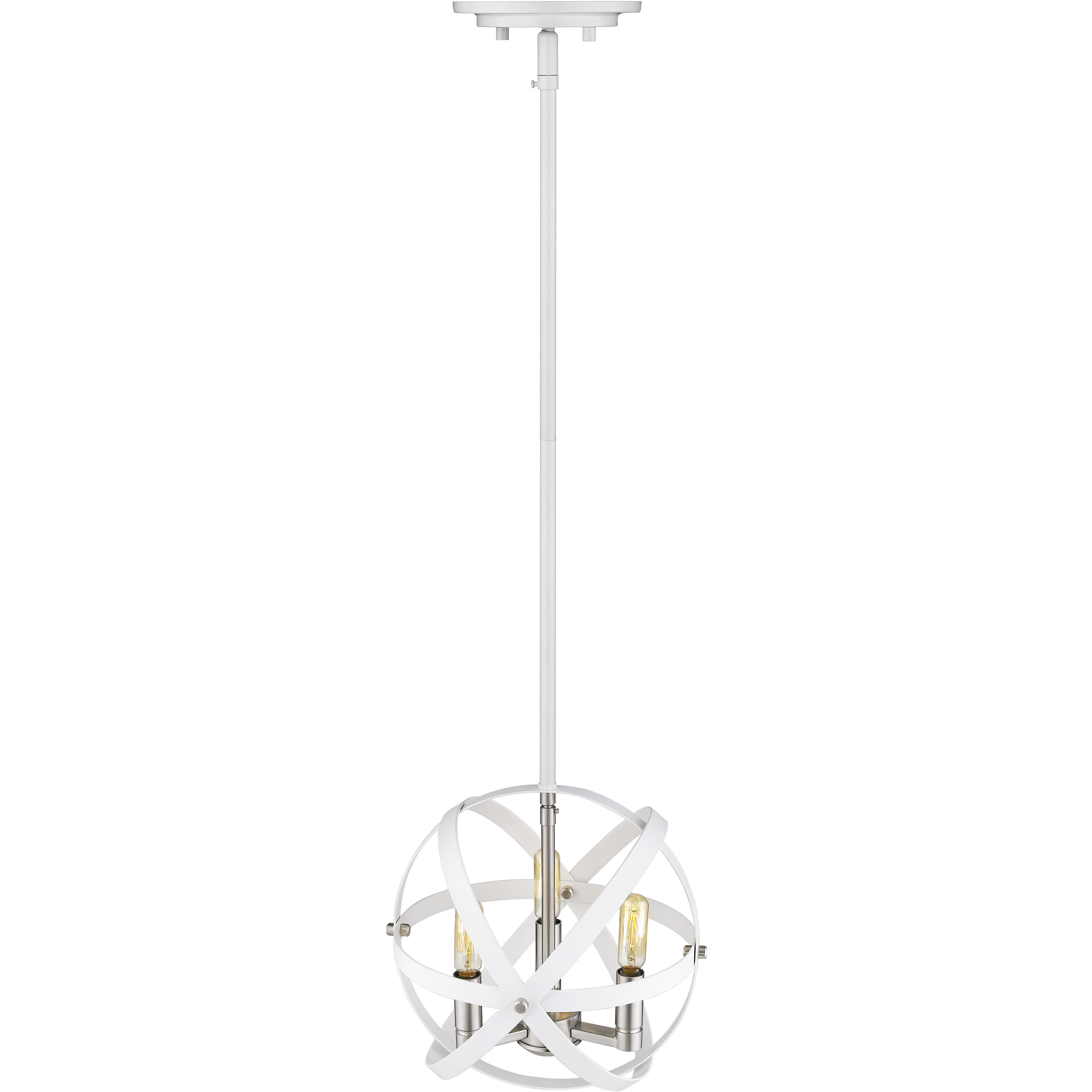 Cavallo 3 Light 12 inch Hammered White and Brushed Nickel Chandelier Ceiling Light