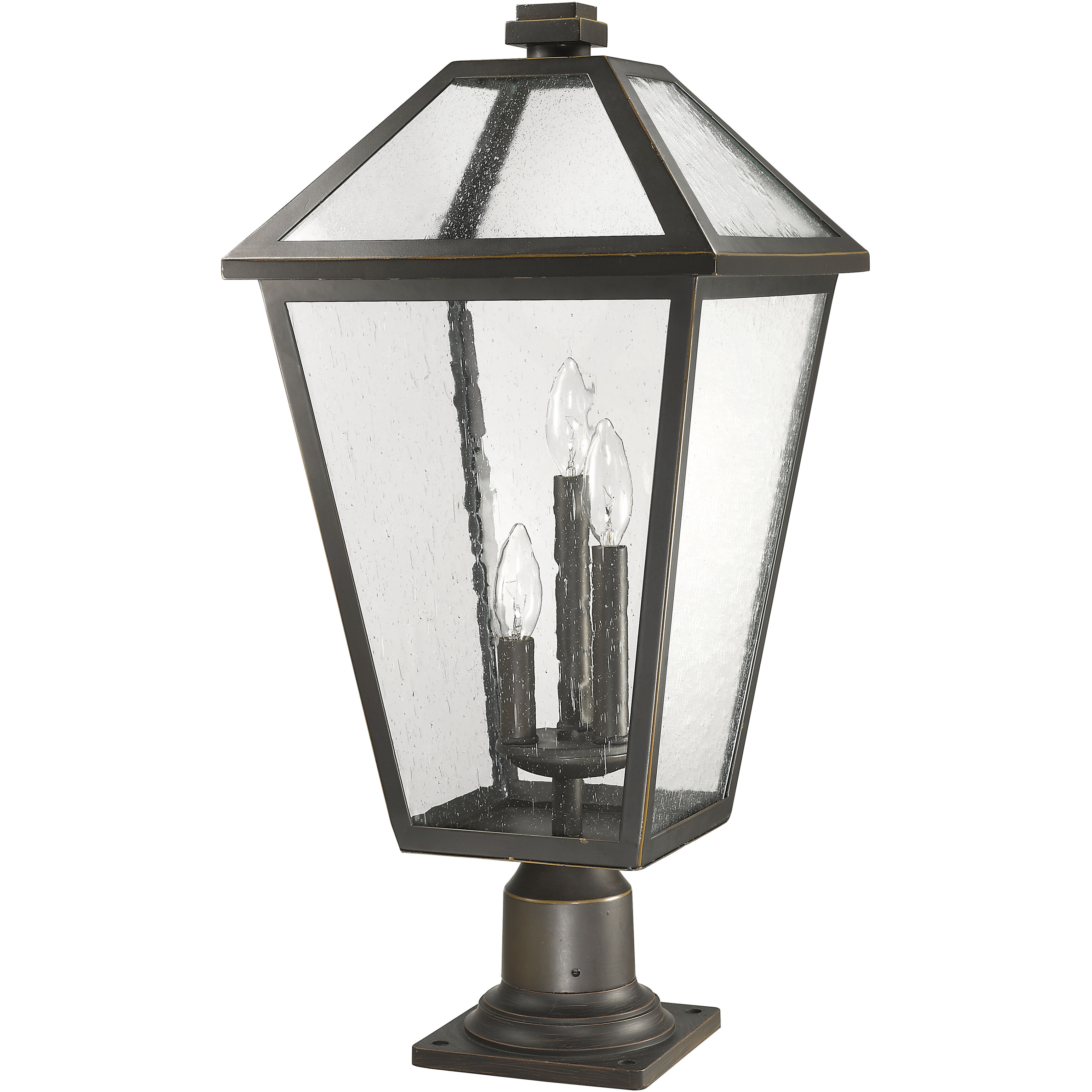 Talbot 3 Light 25.75 inch Oil Rubbed Bronze Outdoor Pier Mounted Fixture in Seedy Glass