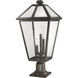 Talbot 3 Light 25.75 inch Oil Rubbed Bronze Outdoor Pier Mounted Fixture in Seedy Glass