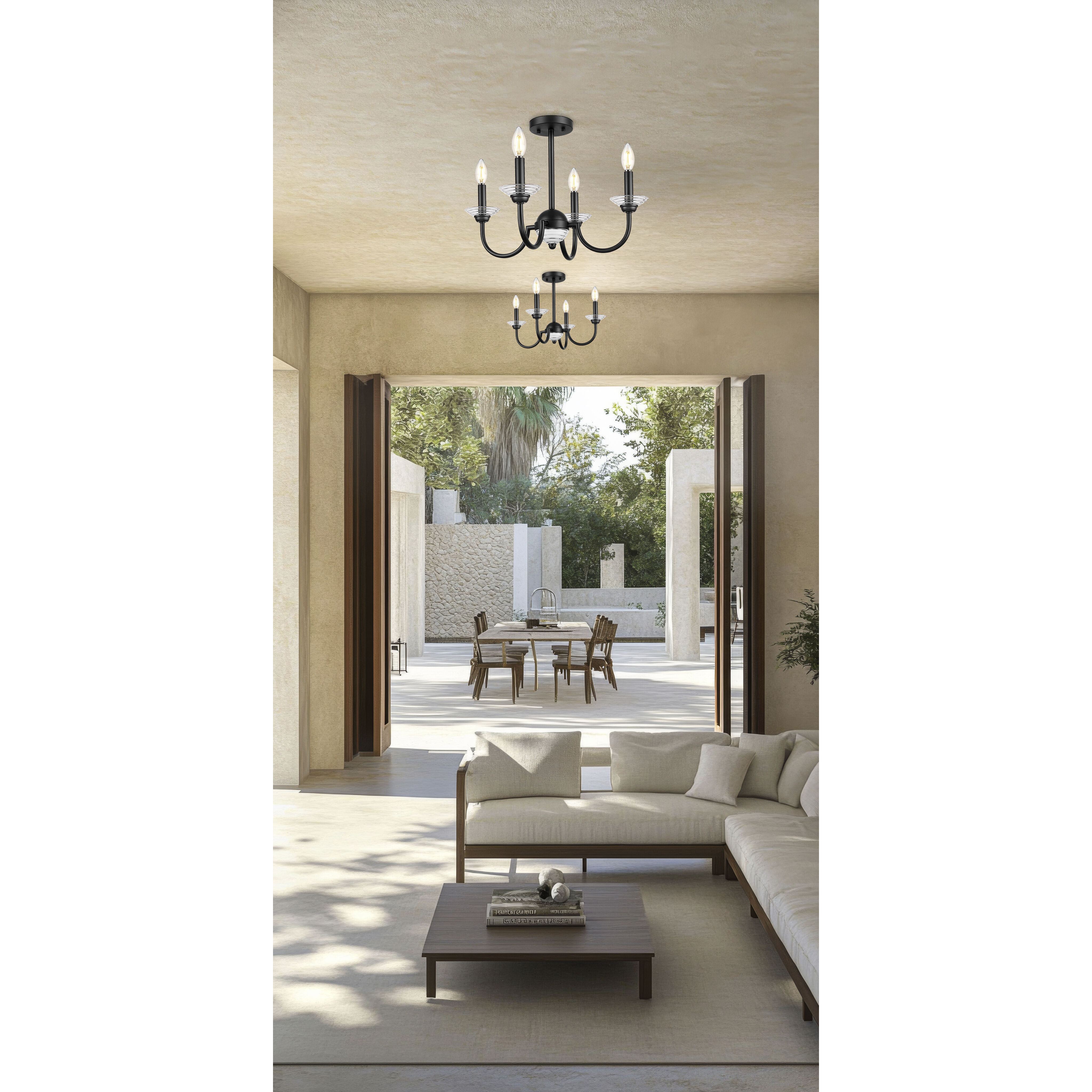 Allistair 4 Light 20 inch Matte Black Semi Flush Mount Ceiling Light