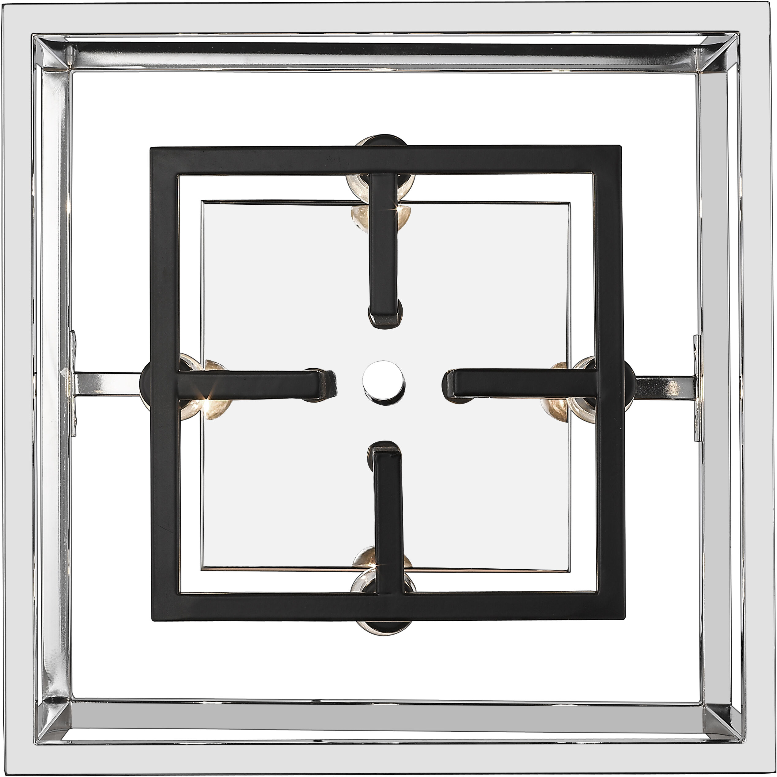 Quadra 4 Light 13 inch Chrome and Black Flush Mount Ceiling Light in 5.25