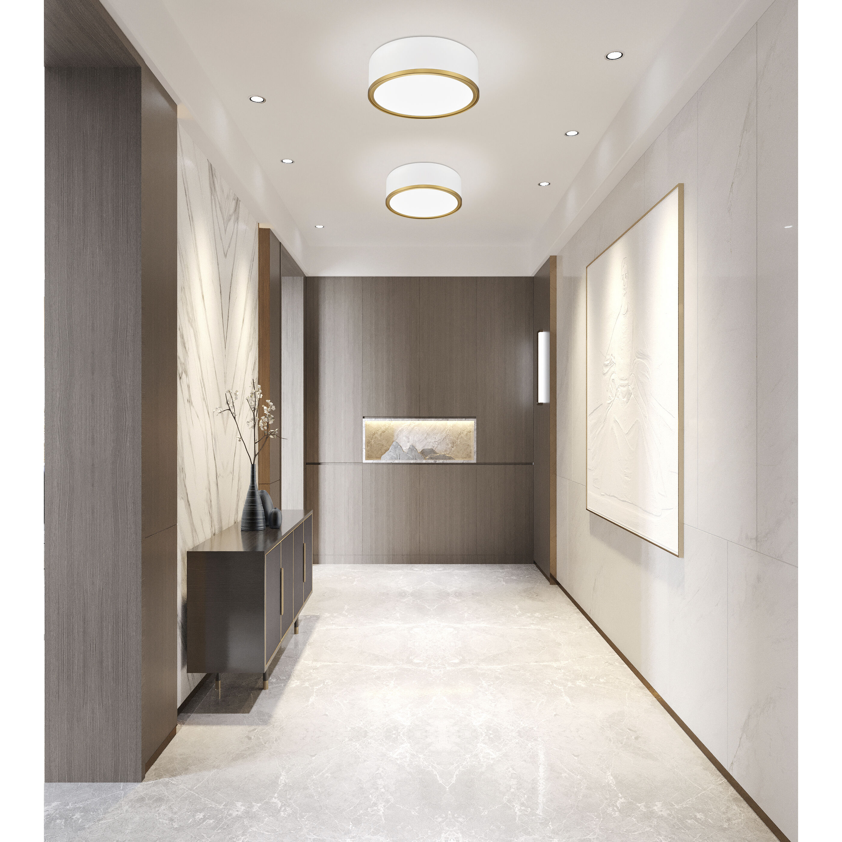 Bradley LED 12.25 inch Matte White and Modern Gold Flush Mount Ceiling Light