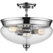 Amon 3 Light 15 inch Chrome Semi Flush Mount Ceiling Light in 5.7