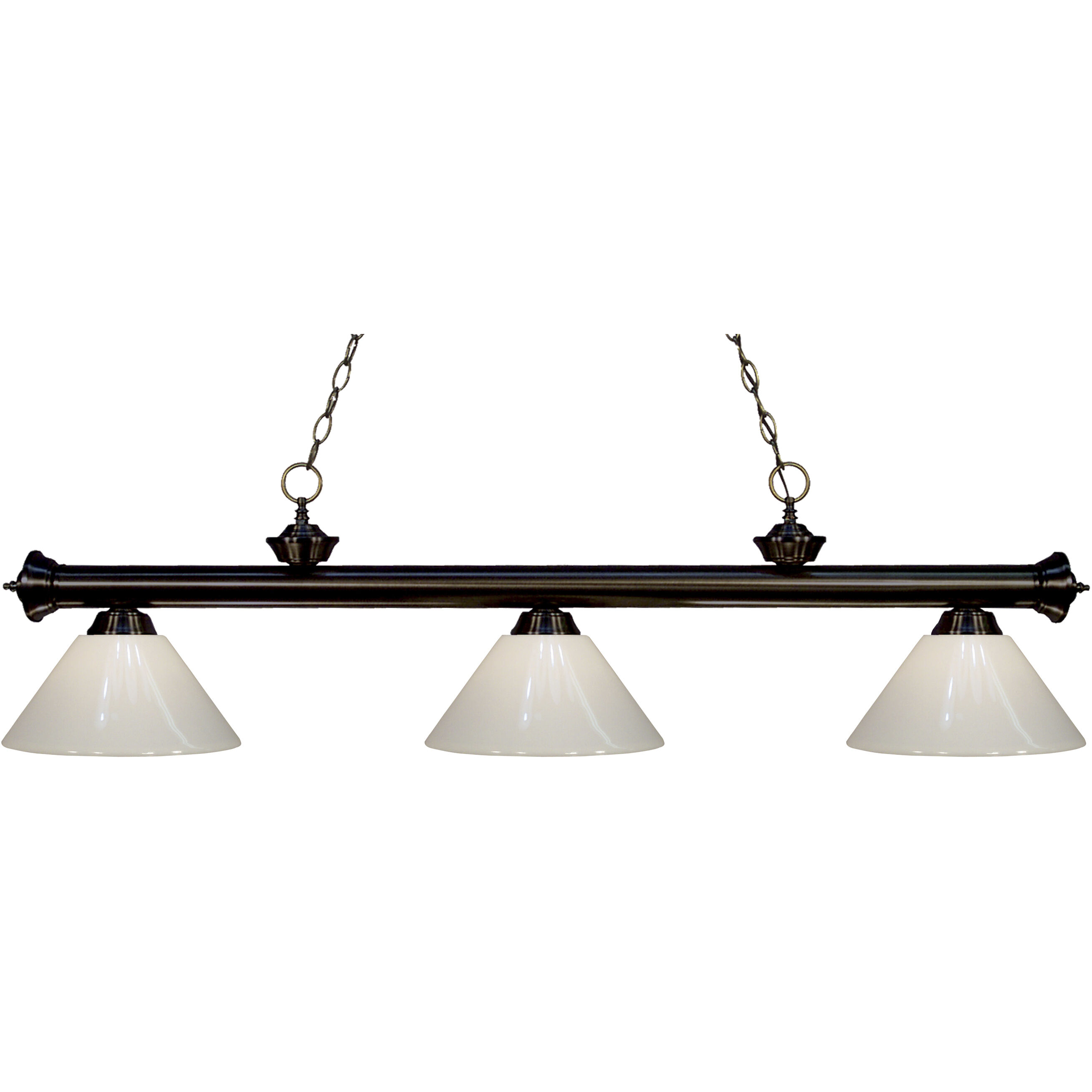 Riviera 3 Light 57 inch Bronze Billiard Ceiling Light in White Plastic, 10.4