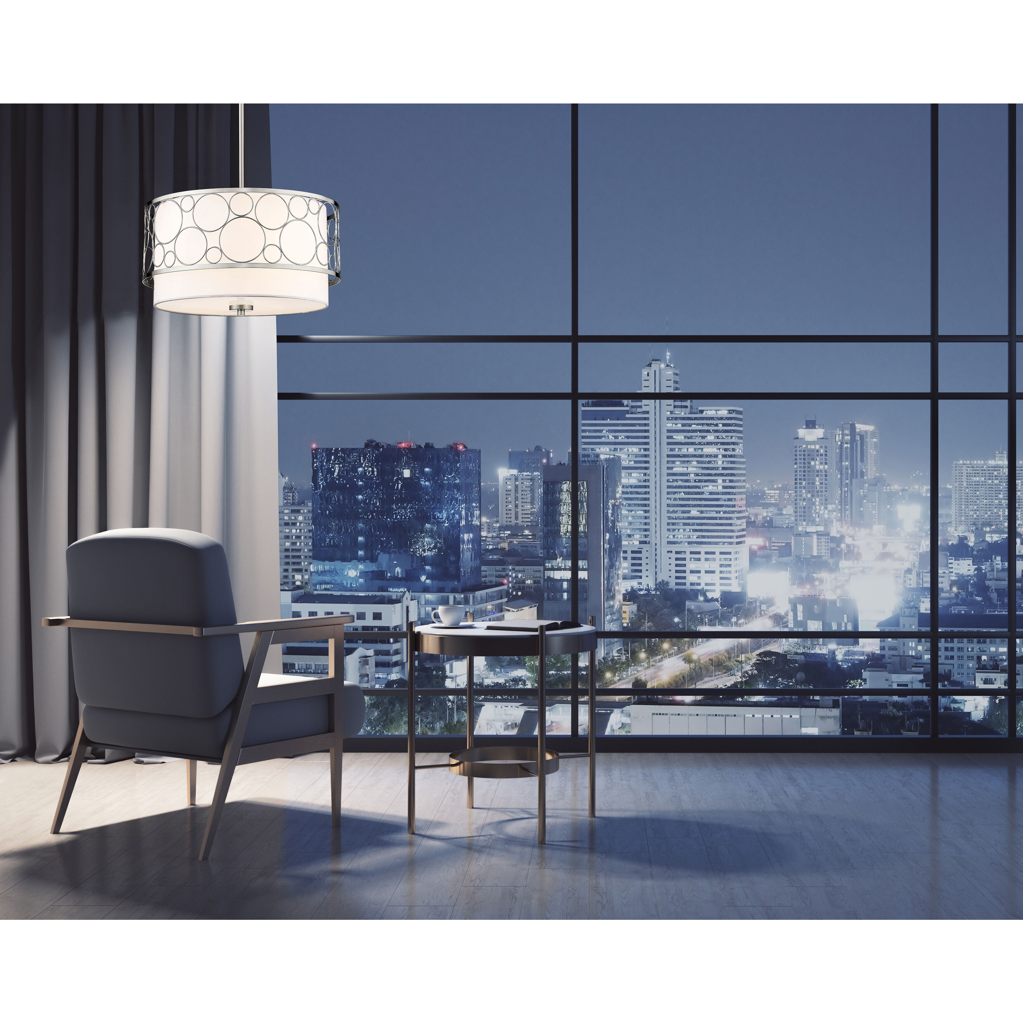 Kendall 3 Light 17 inch Brushed Nickel Pendant Ceiling Light