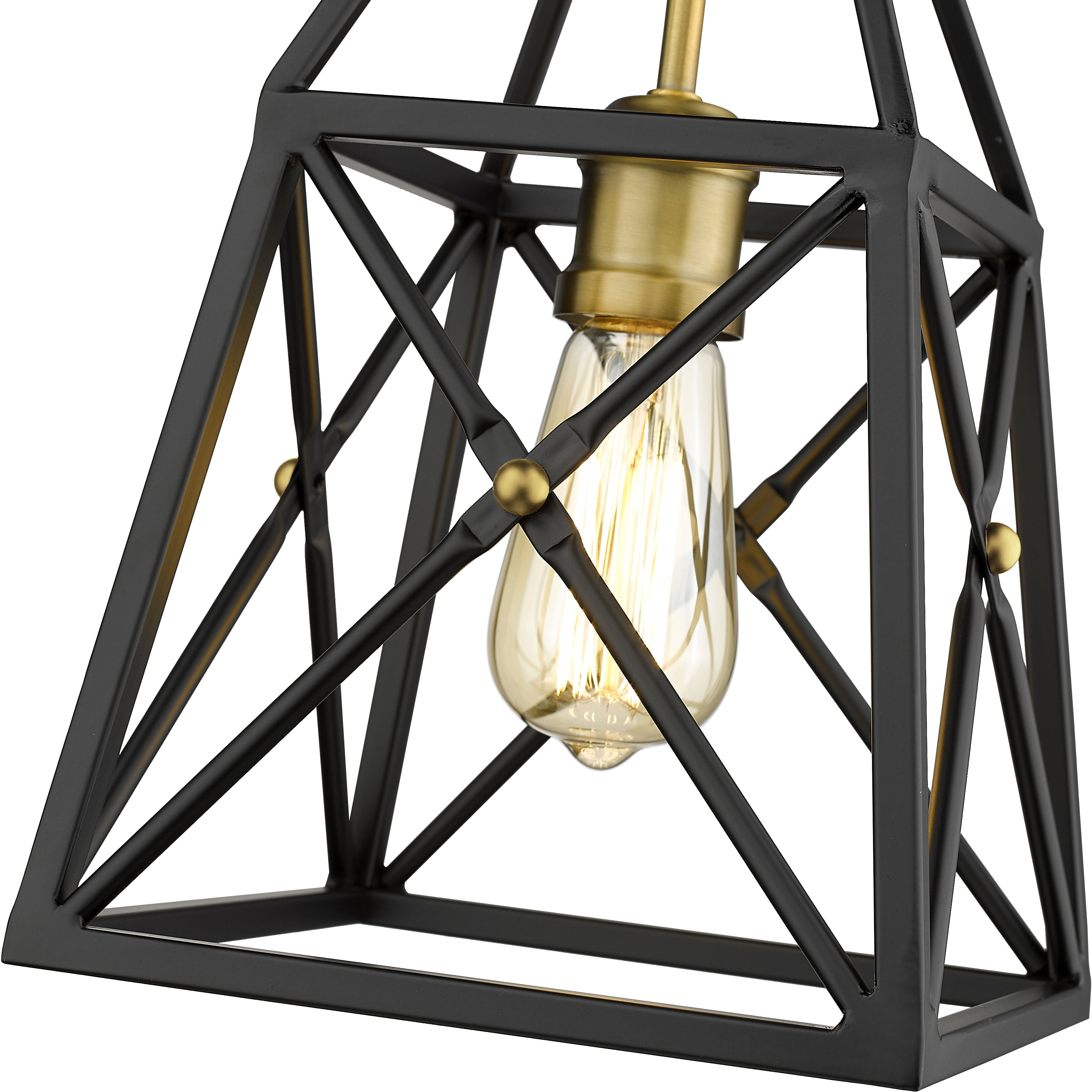 Trestle 1 Light 8 inch Matte Black and Olde Brass Pendant Ceiling Light in 5