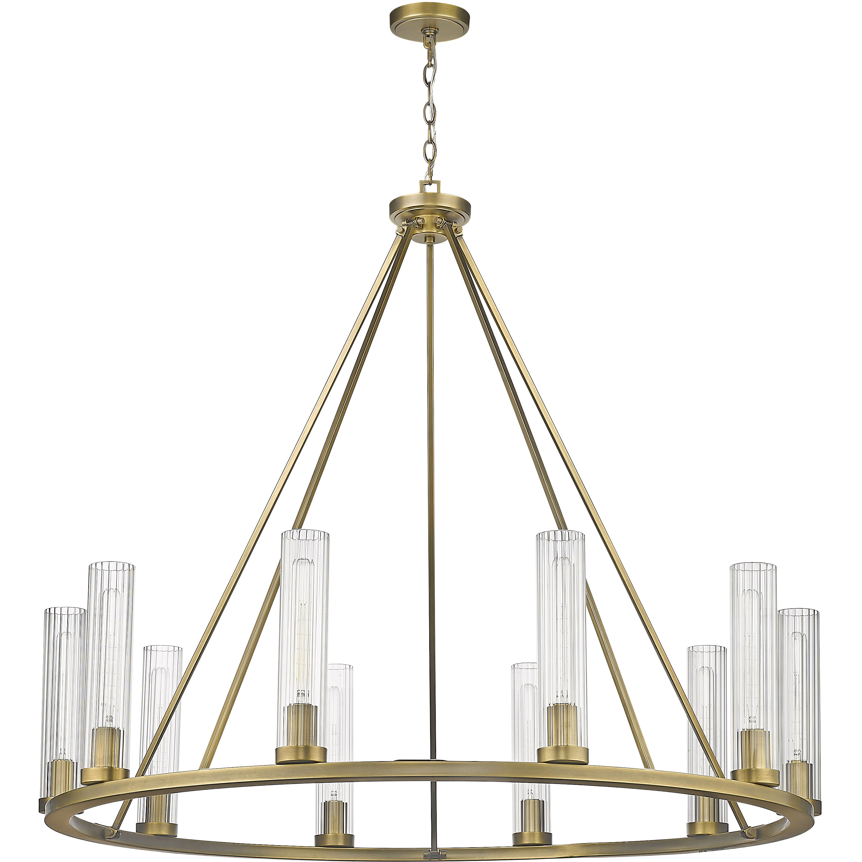 Beau 10 Light 46 inch Rubbed Brass Chandelier Ceiling Light