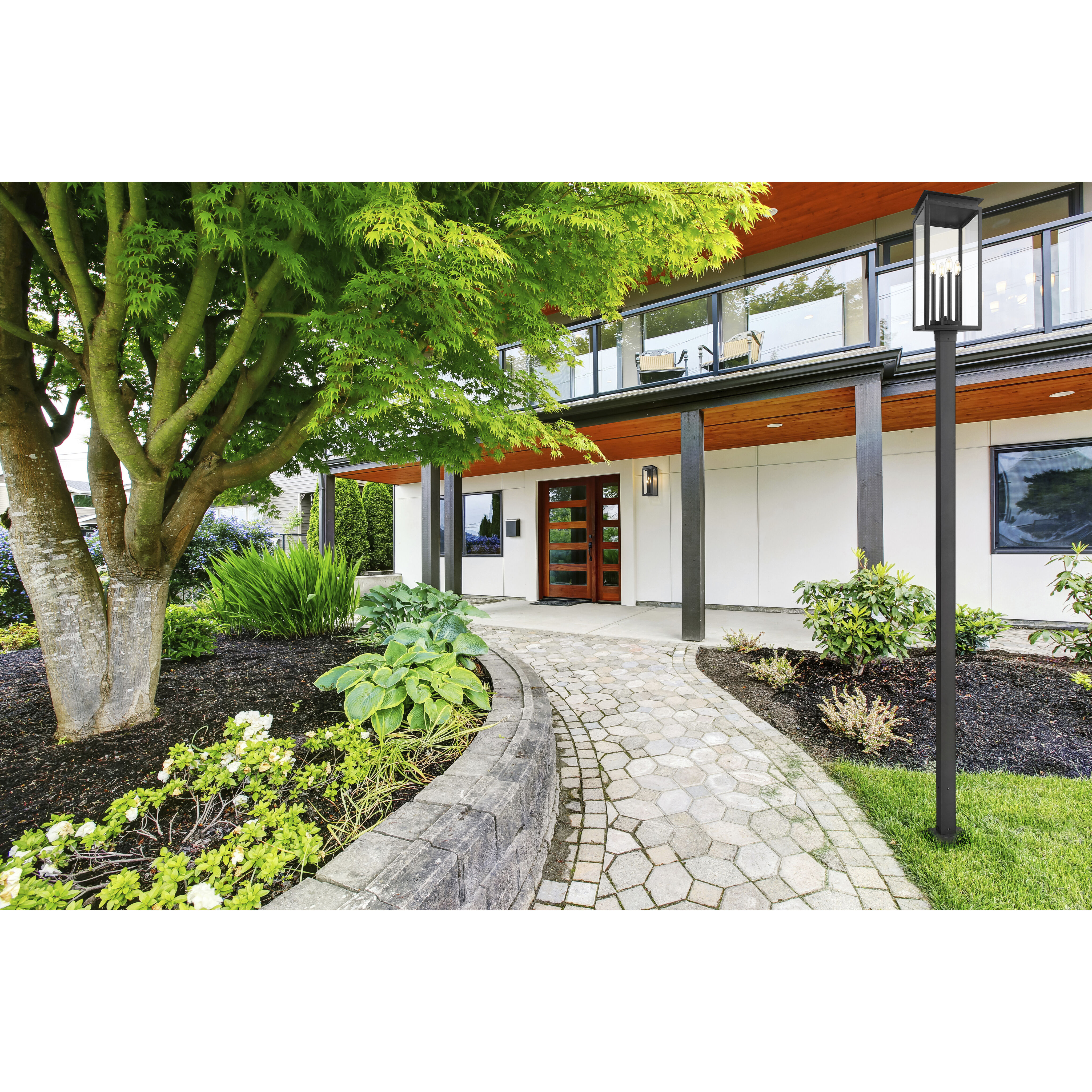 Nova 4 Light 120.75 inch Black Outdoor Post Mounted Fixture in Clear Glass