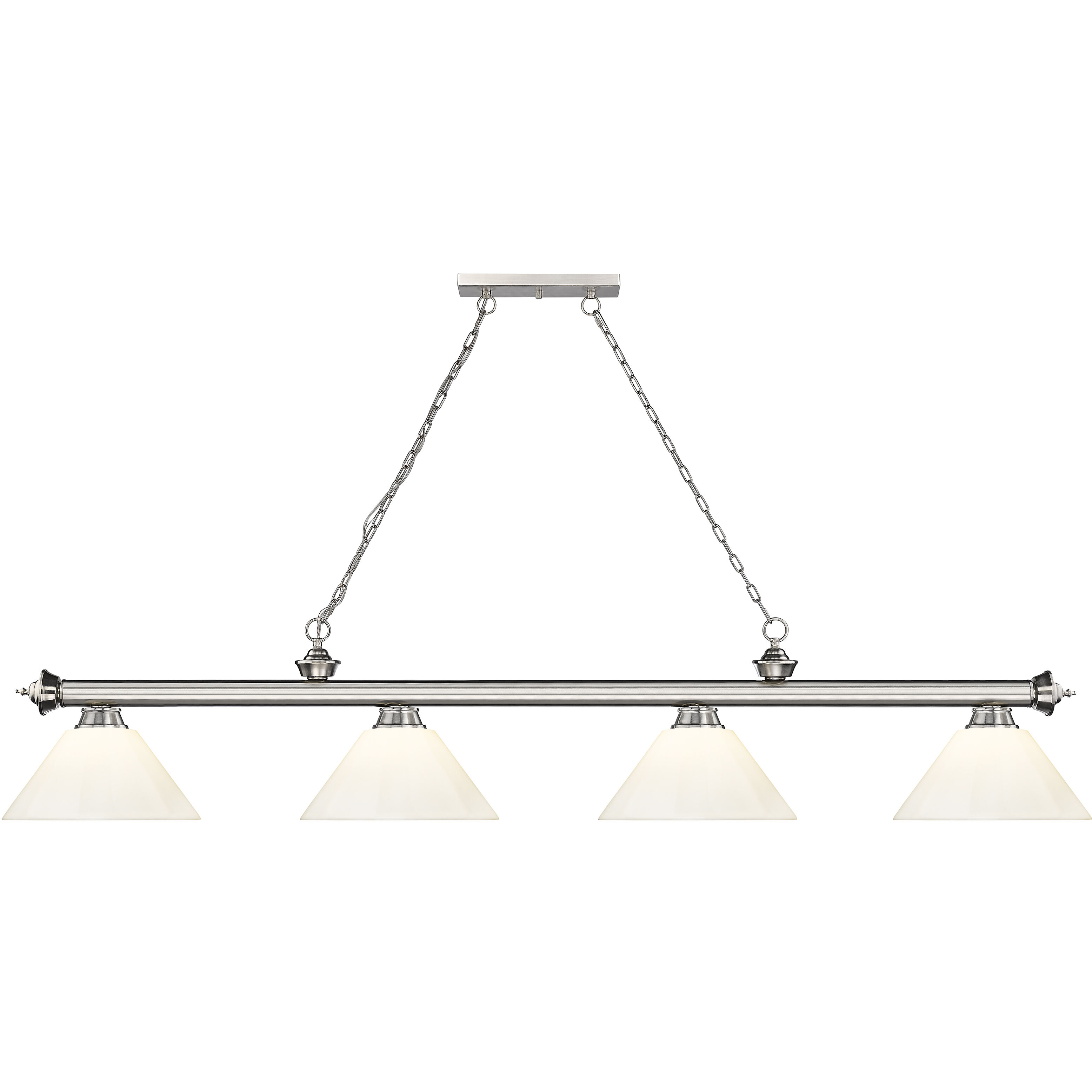 Cordon 4 Light 81.25 inch Brushed Nickel Billiard Ceiling Light in White Plastic