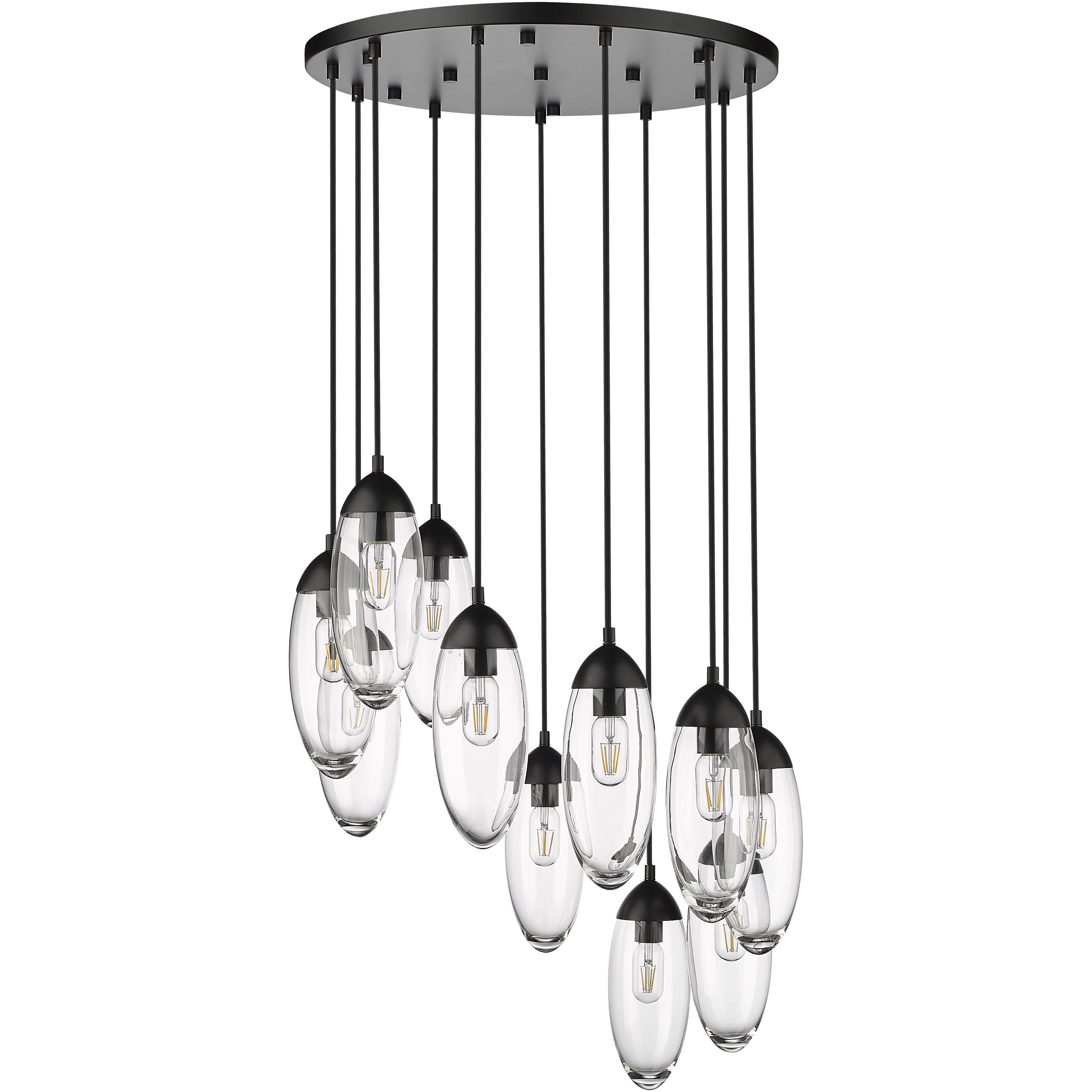 Arden 11 Light 24 inch Matte Black Chandelier Ceiling Light