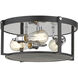 Halcyon 3 Light 16.25 inch Matte Black and Chrome Flush Mount Ceiling Light