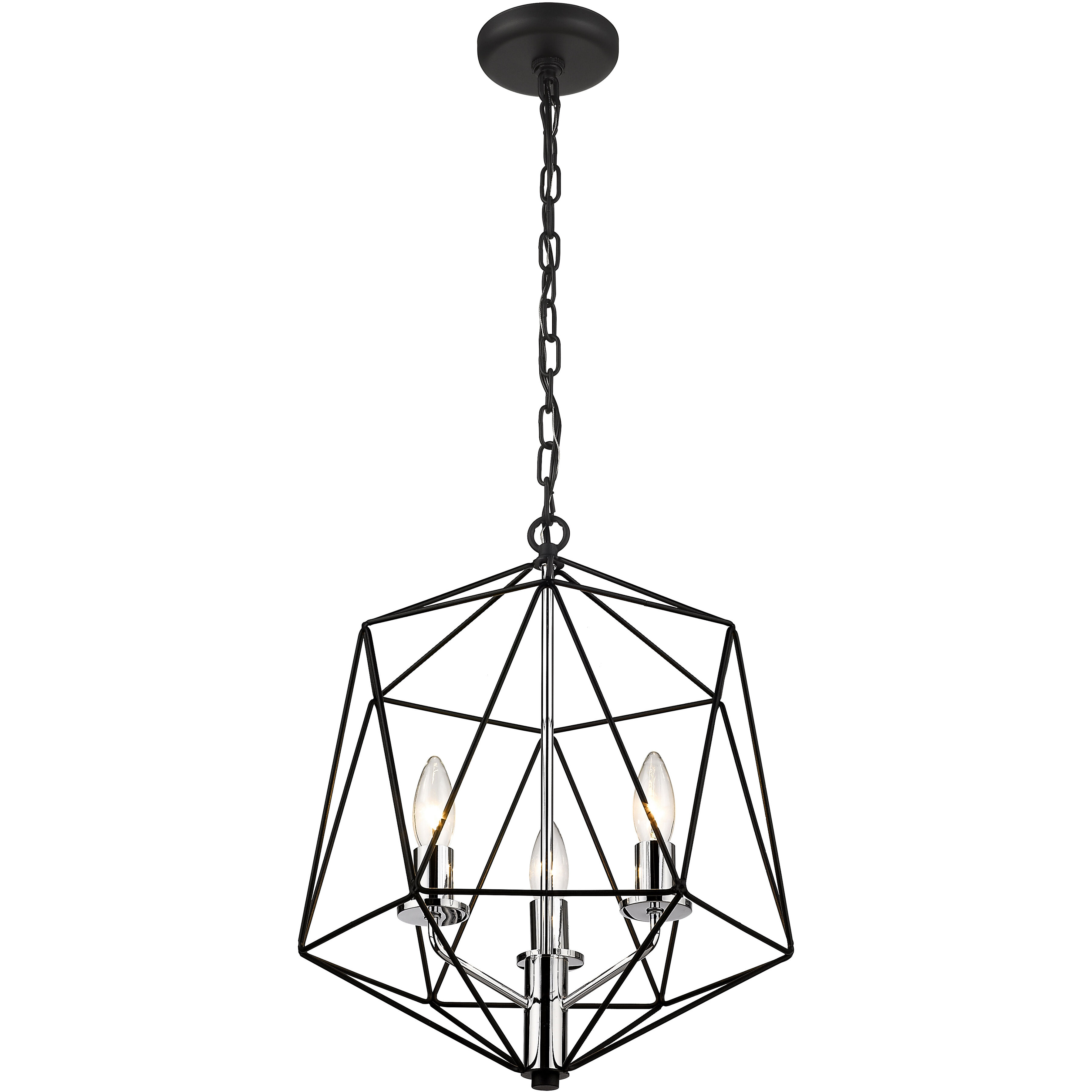 Geo 5 Light 18 inch Matte Black and Chrome Chandelier Ceiling Light