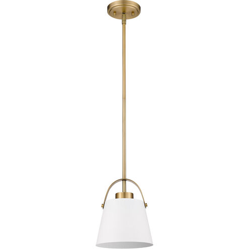 Z-Studio 1 Light 8 inch Matte White and Heritage Brass Pendant Ceiling Light