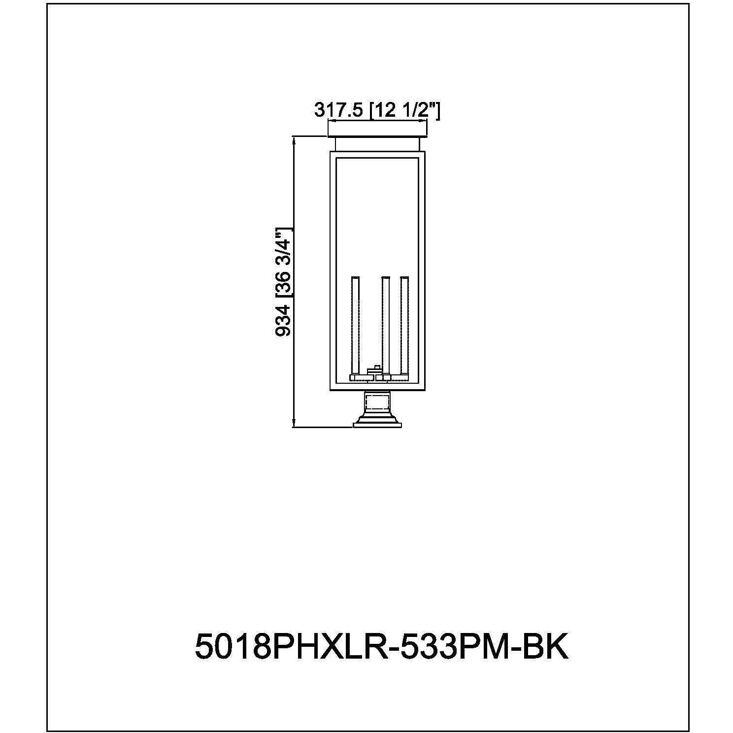 Nova 5 Light 37 inch Black Outdoor Pier Mounted Fixture in Clear Glass