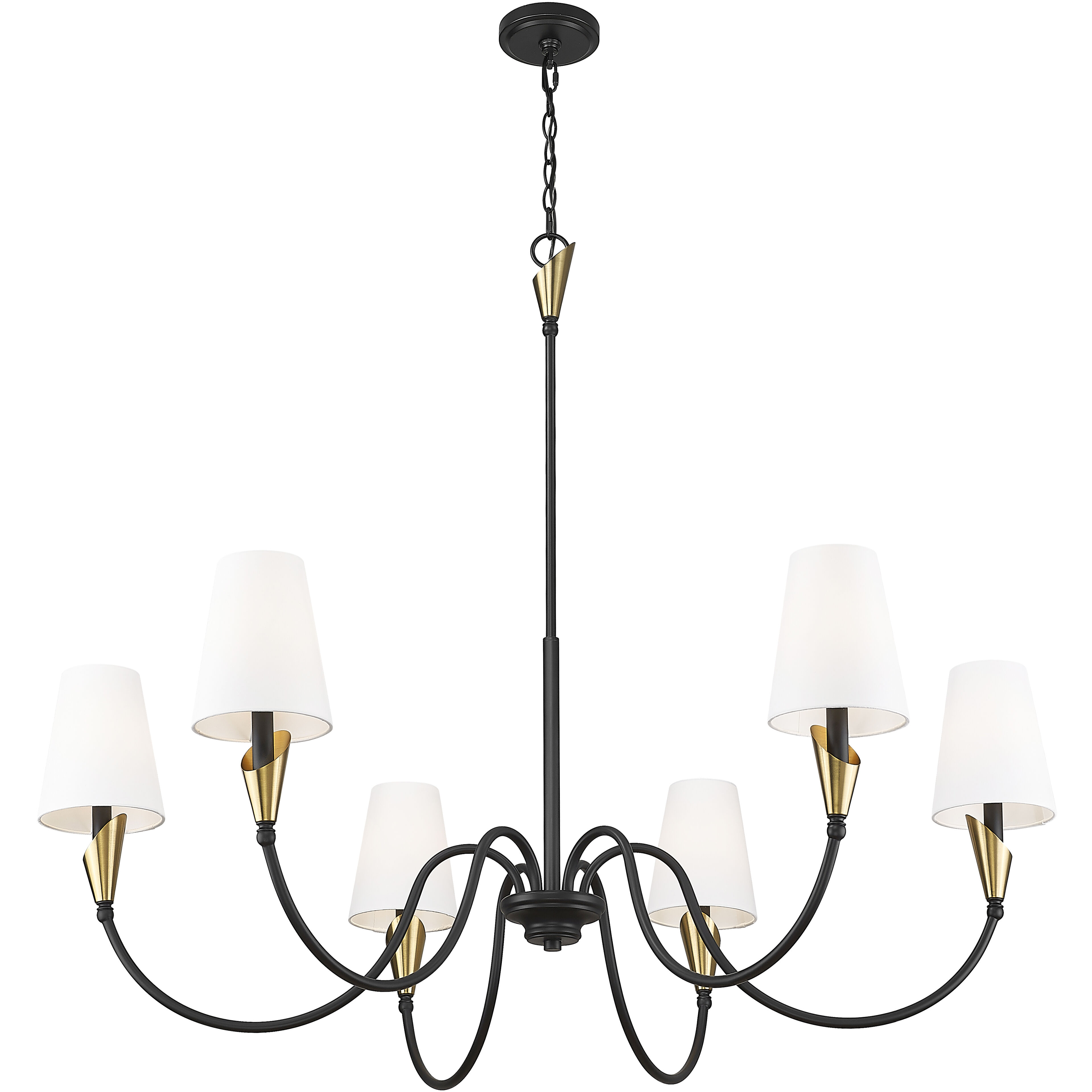 Claudelle 6 Light 46 inch Matte Black and Modern Gold Chandelier Ceiling Light