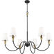 Claudelle 6 Light 46 inch Matte Black and Modern Gold Chandelier Ceiling Light