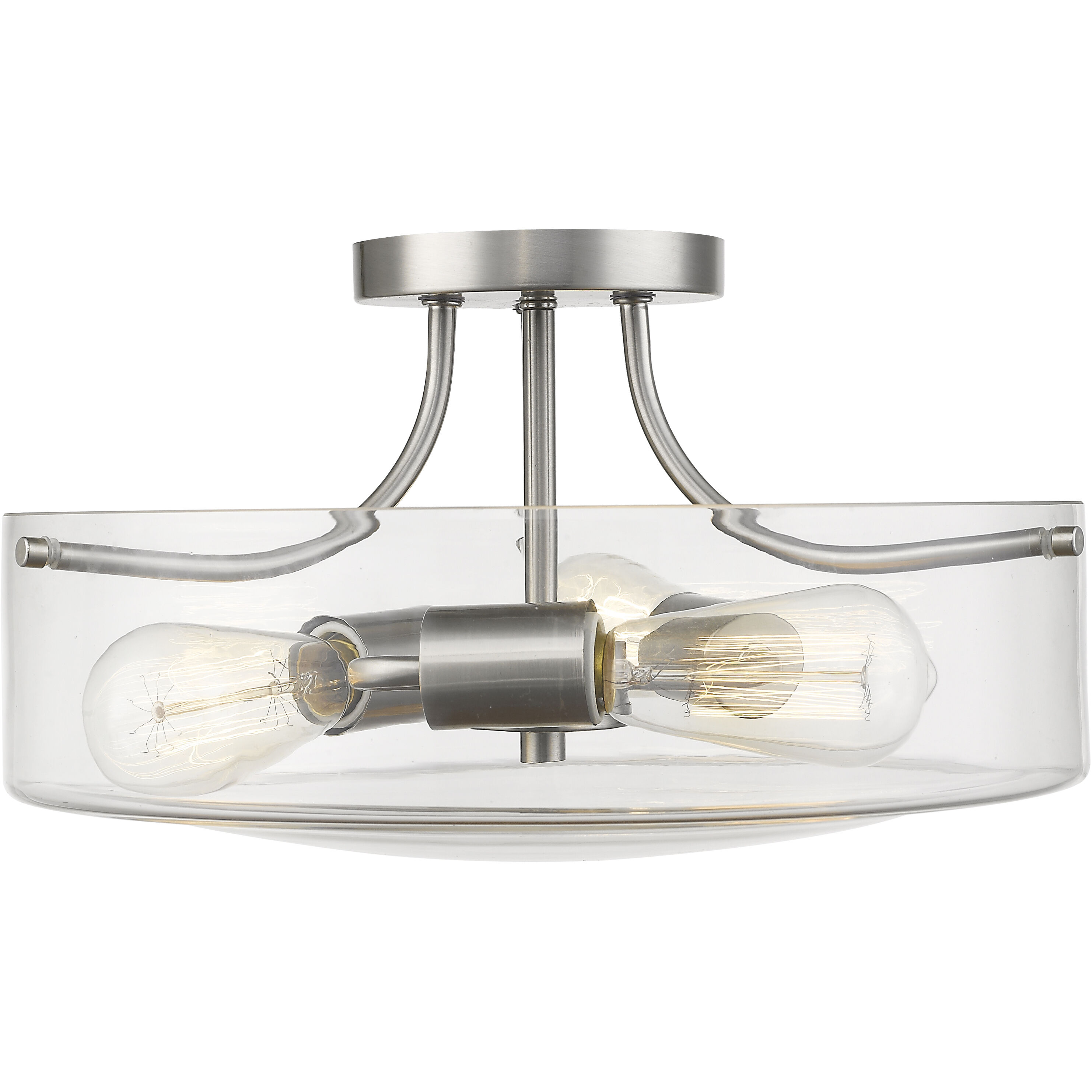 Delaney 3 Light 15 inch Brushed Nickel Semi Flush Mount Ceiling Light