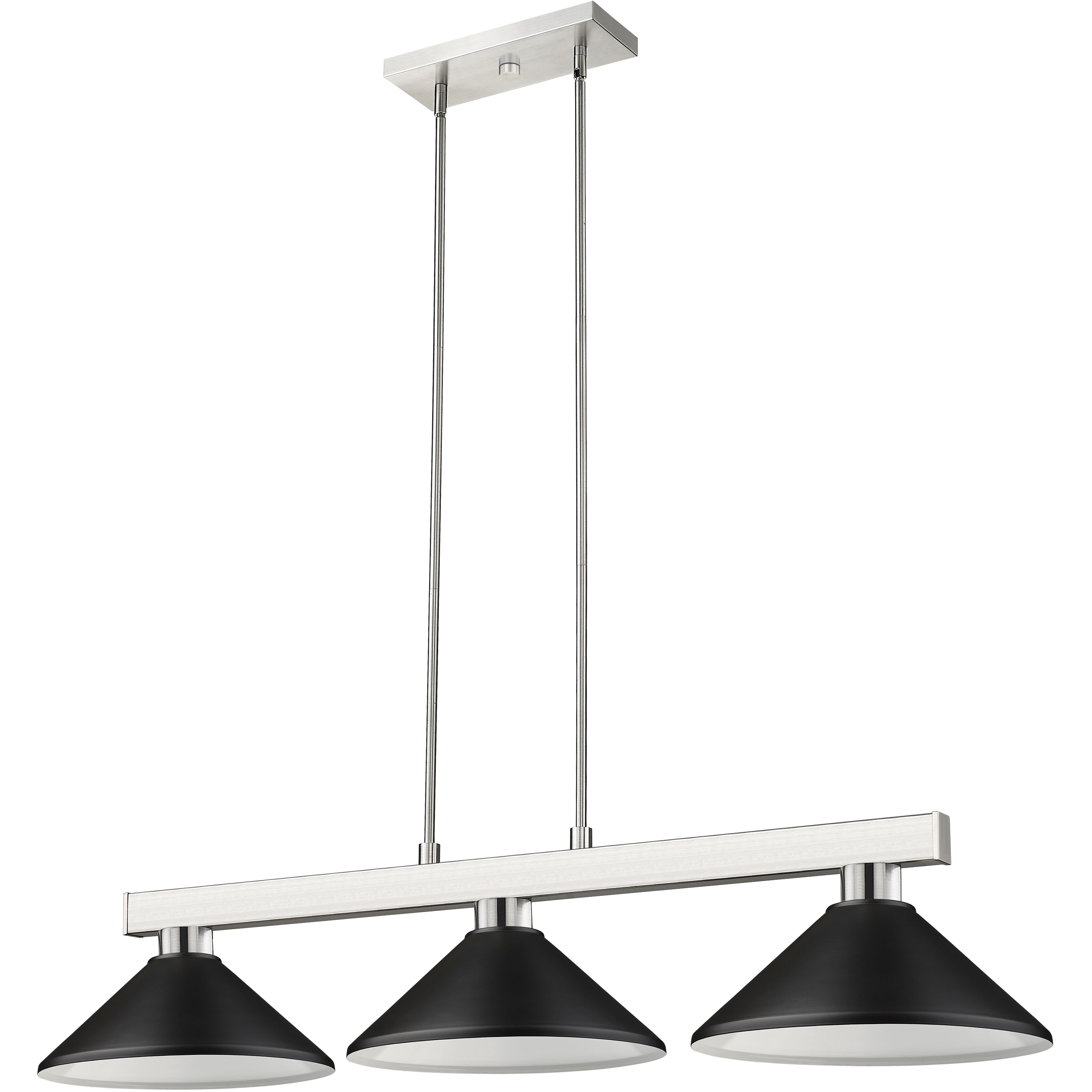 Cobalt 3 Light 46 inch Brushed Nickel Billiard Ceiling Light in Matte Black