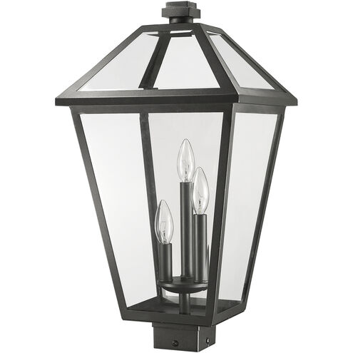 Talbot 3 Light 22.25 inch Black Outdoor Post Mount Fixture in Clear Beveled Glass